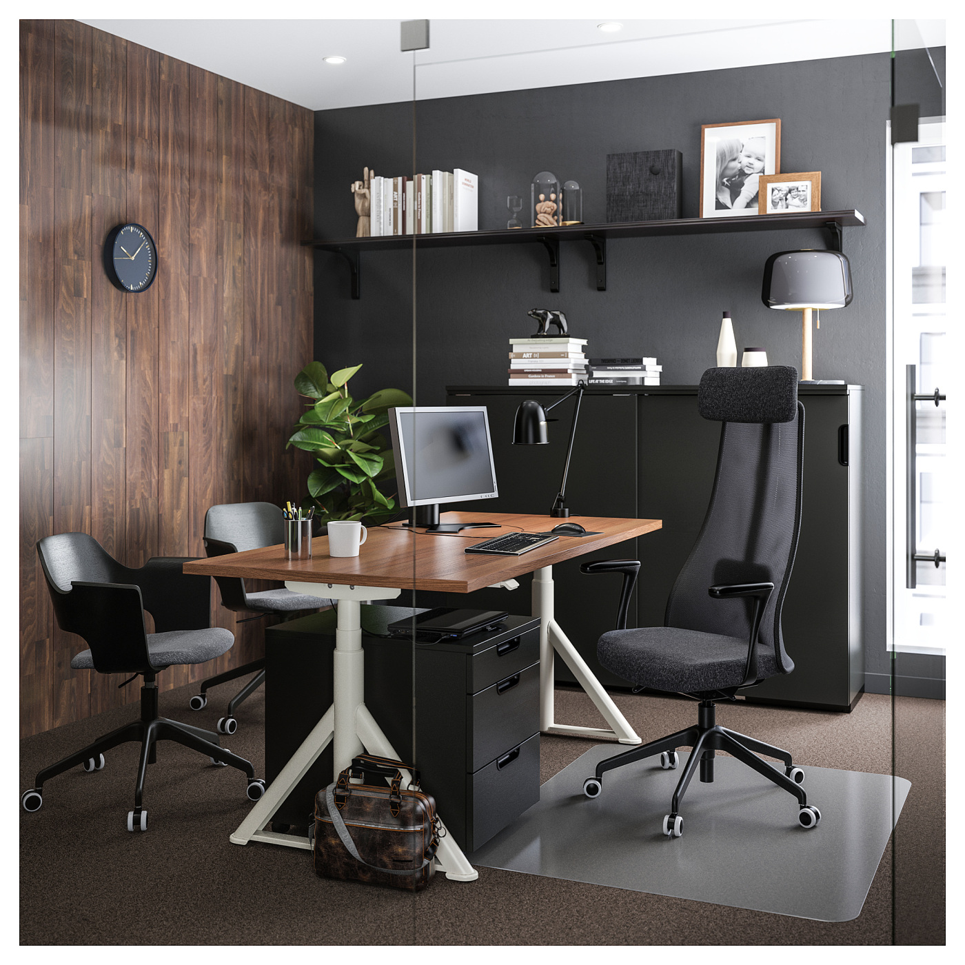 GALANT drawer unit on castors black stained ash veneer - IKEA