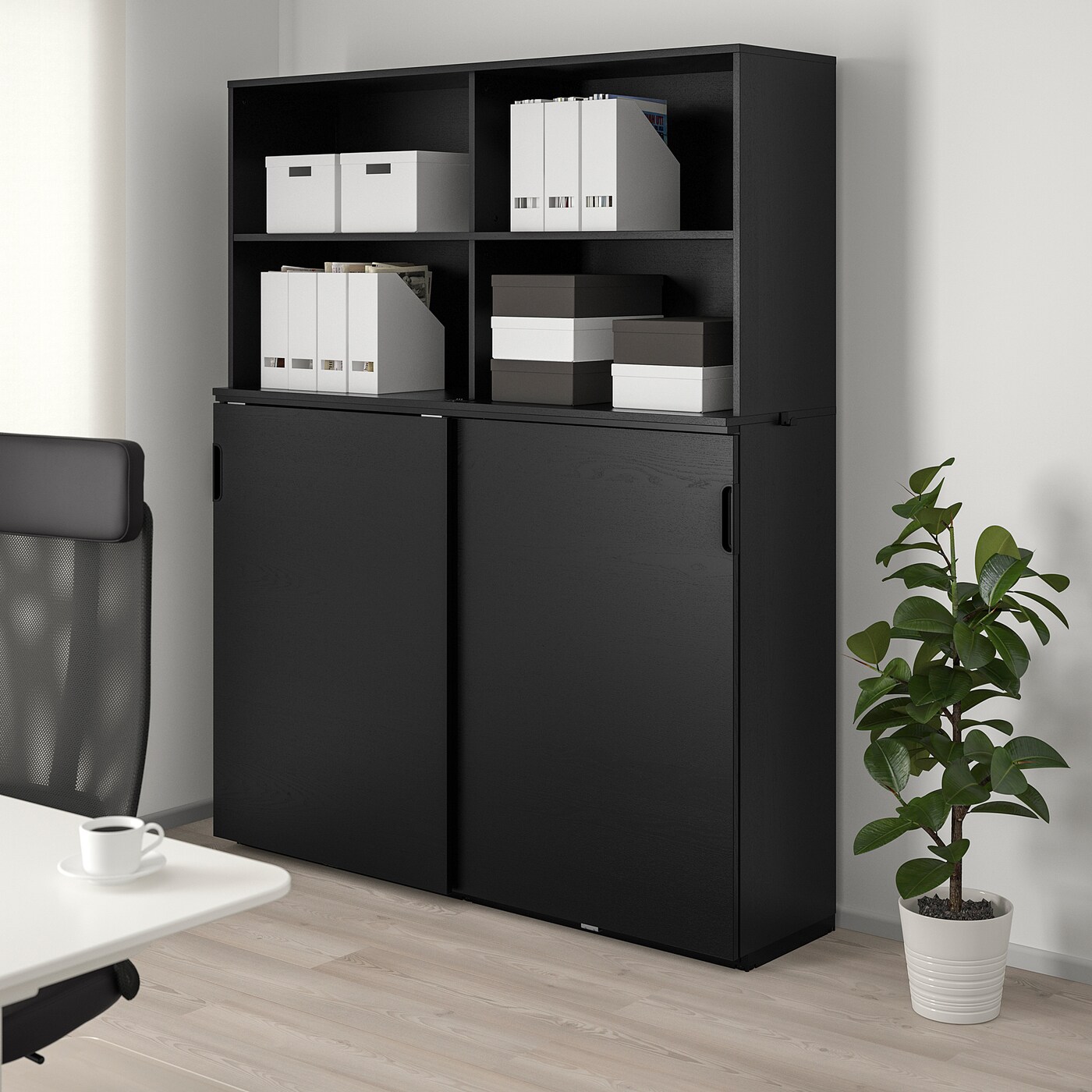 GALANT drawer unit/drop file storage, black stained ash