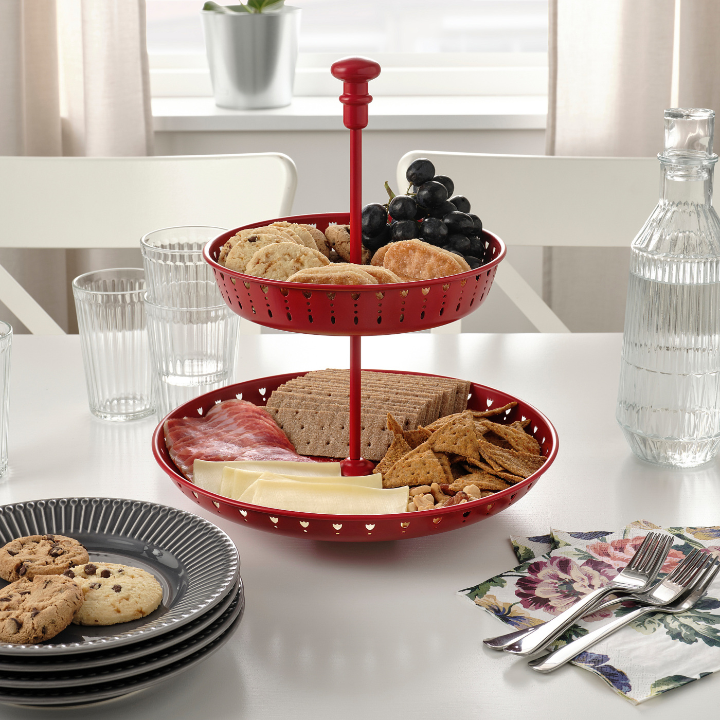 GARNERA serving stand, two tiers red - IKEA