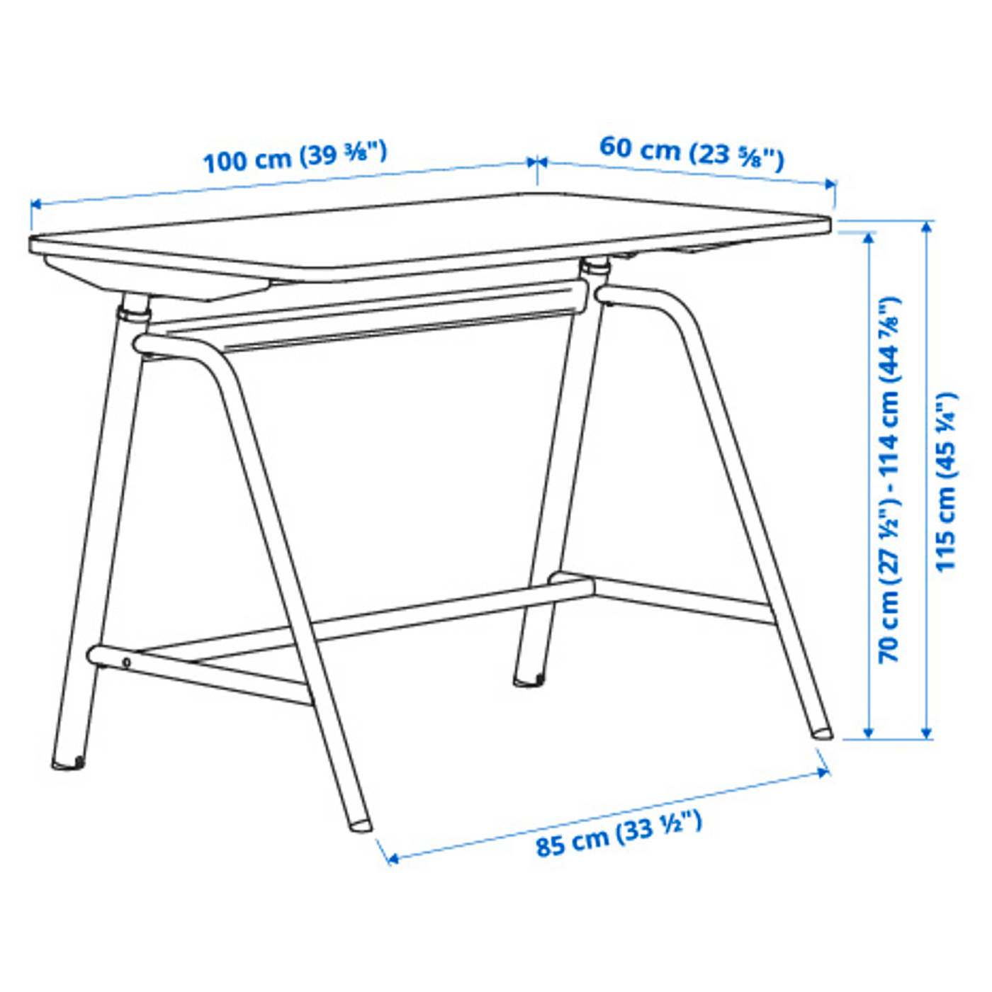 GLADHÖJDEN desk sit/stand light grey/anthracite - IKEA