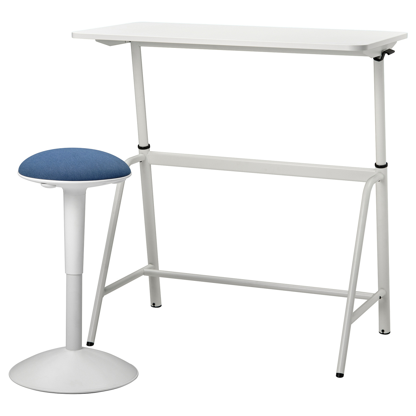 GLADHÖJDEN / NILSERIK desk+sit/stand support white/dark blue - IKEA