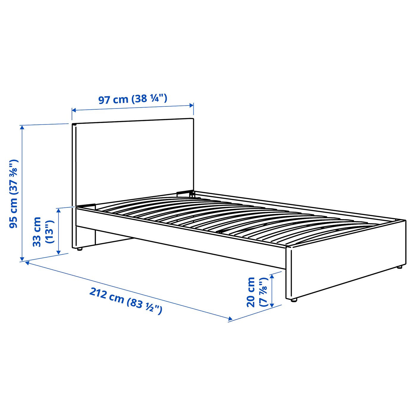 GLADSTAD upholstered bed frame Kabusa light grey - IKEA