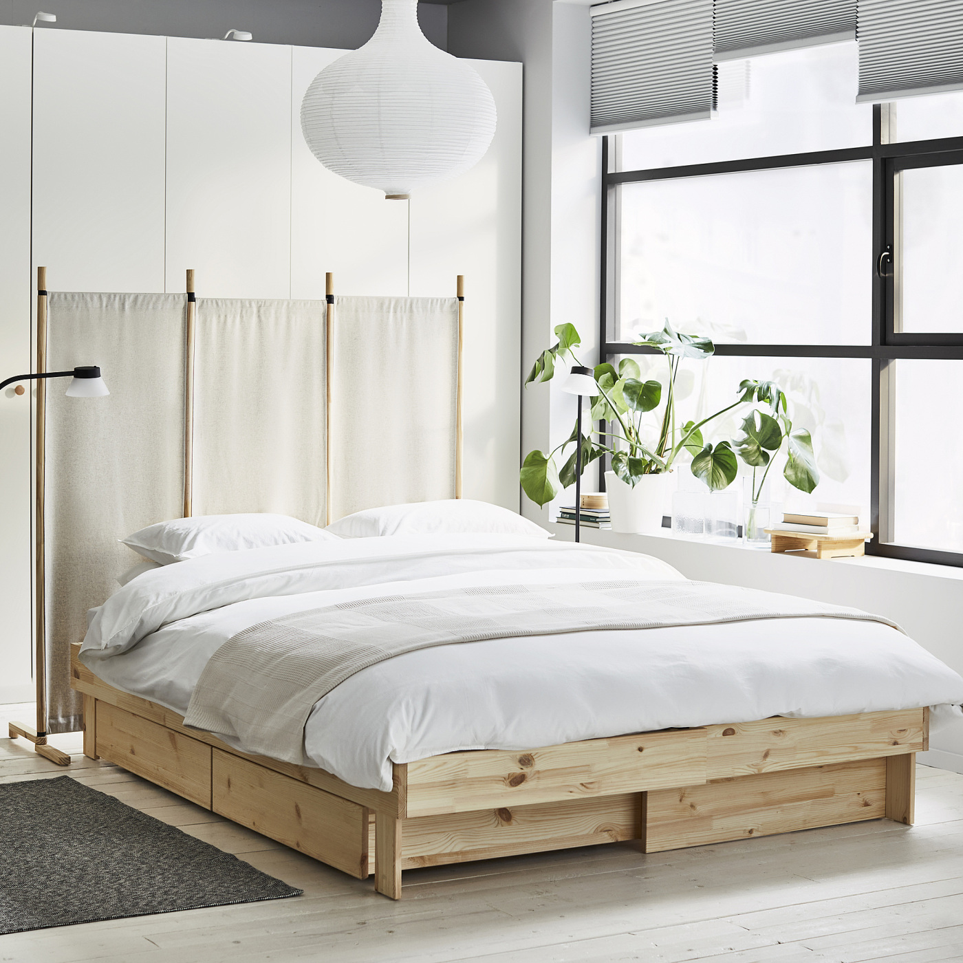 GLAMBERGET extendable bed with storage pine - IKEA