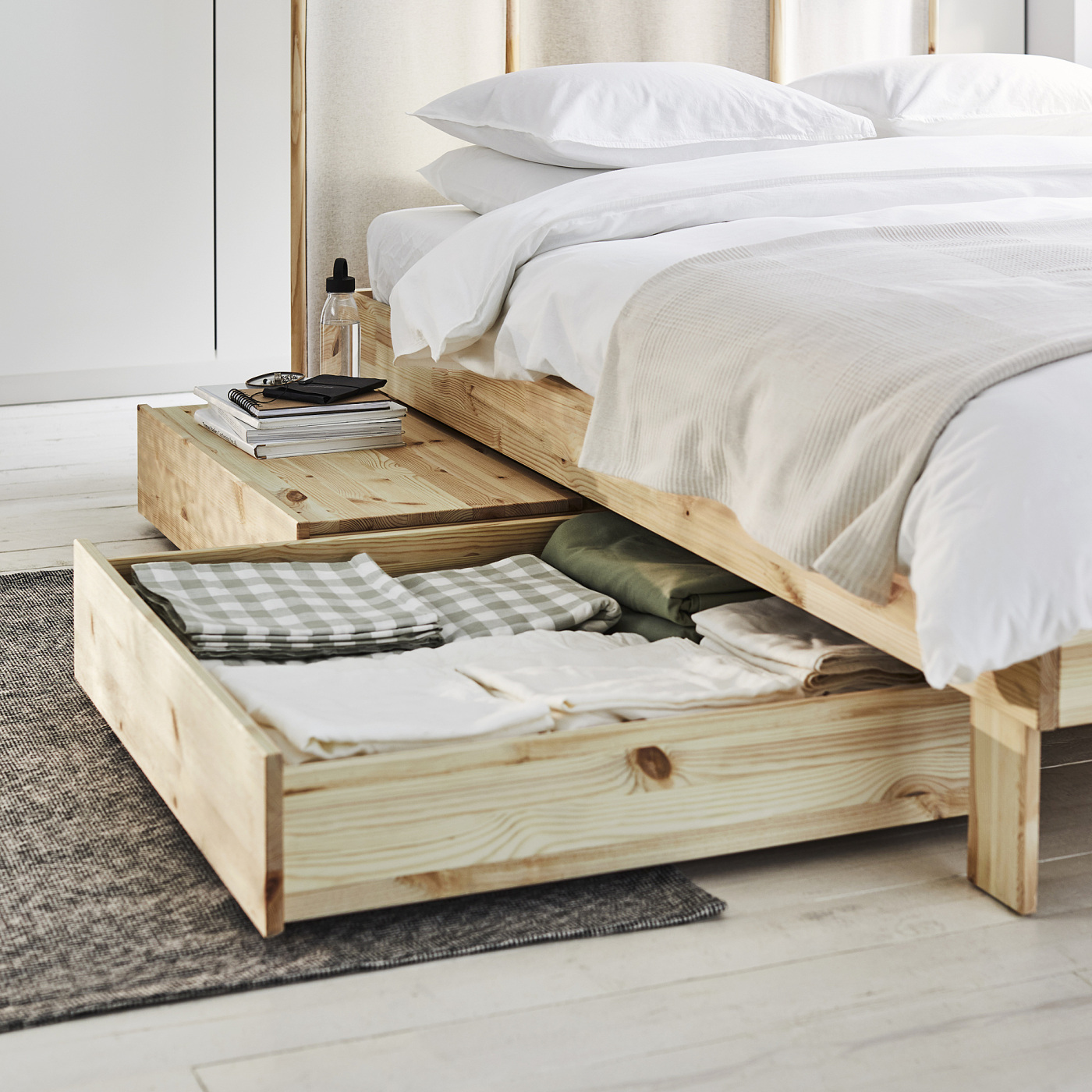 GLAMBERGET extendable bed with storage pine - IKEA