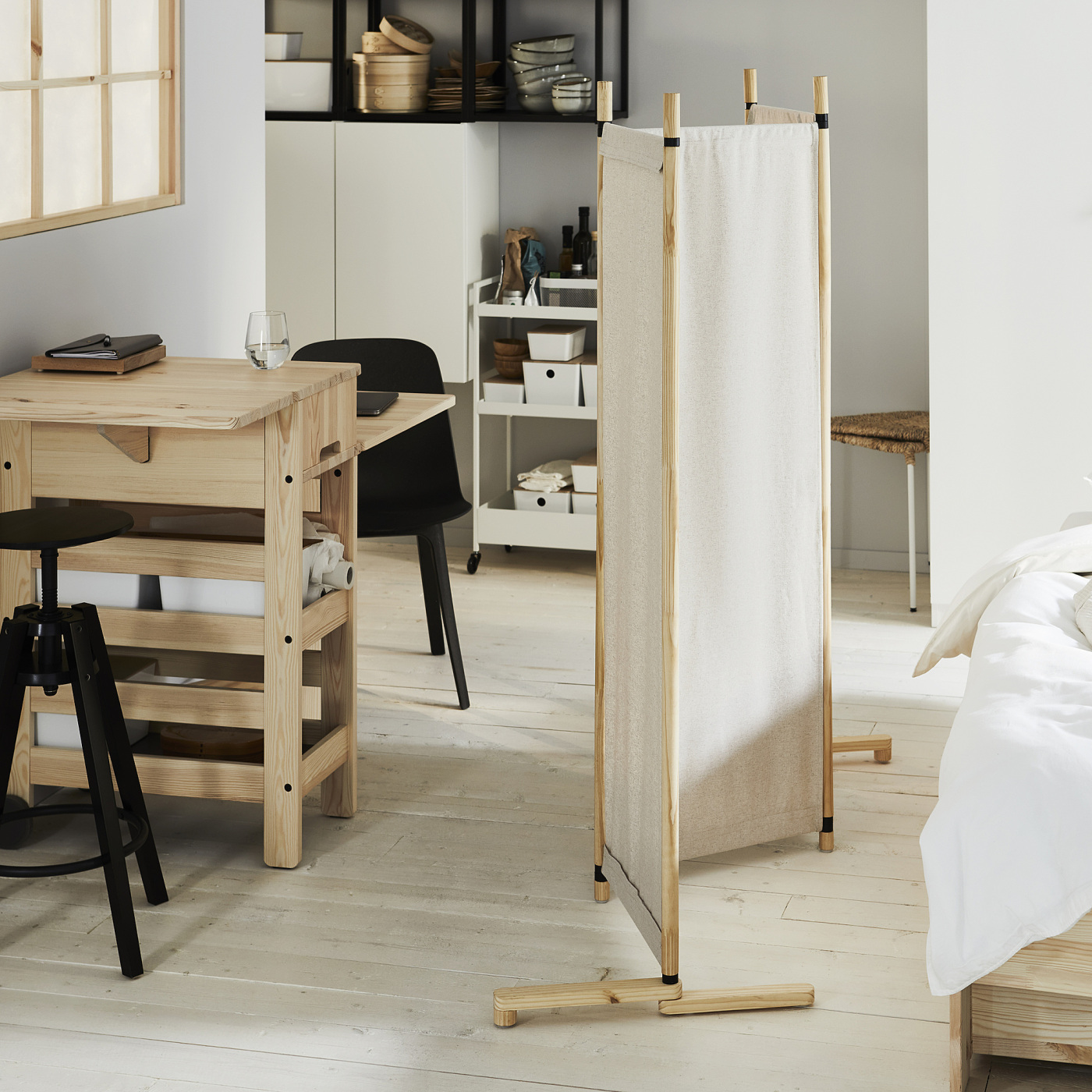 GLAMBERGET room divider pine/Katorp beige - IKEA