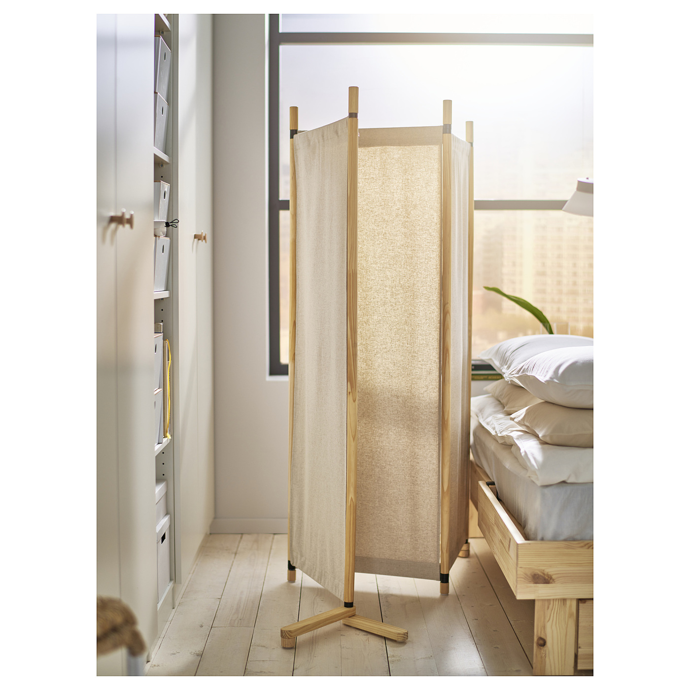 GLAMBERGET room divider pine/Katorp beige - IKEA