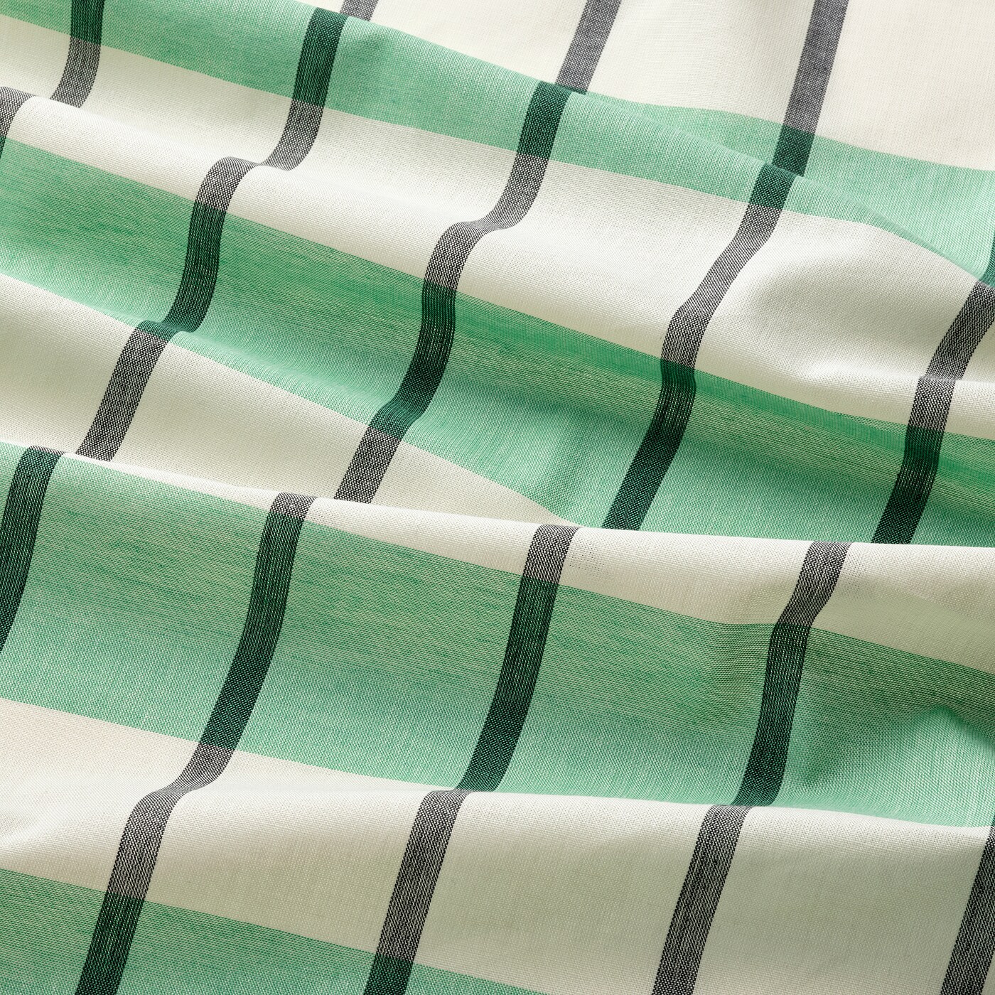 IKEA カーテン　GLANSHAGTORN チェック　2枚セット　フック付き GLANSHAGTORN curtain, 1 piece green white/black/with heading