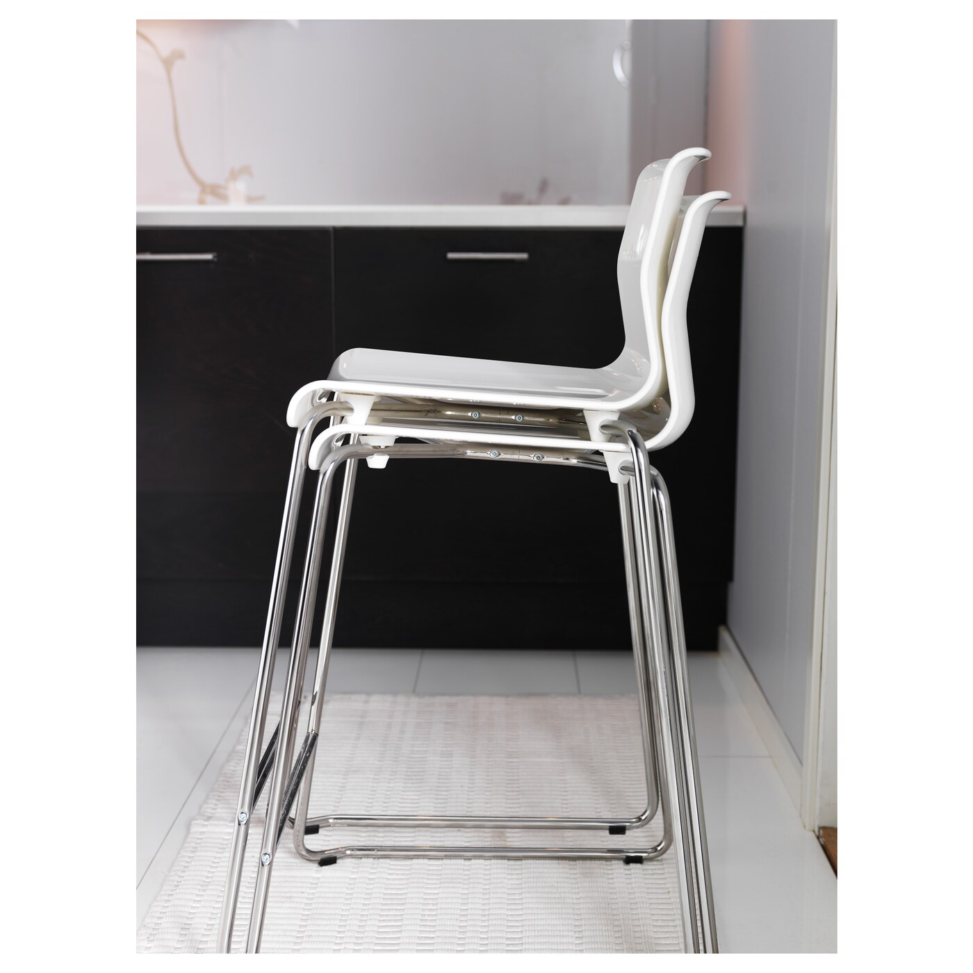 GLENN bar stool white chrome plated IKEA