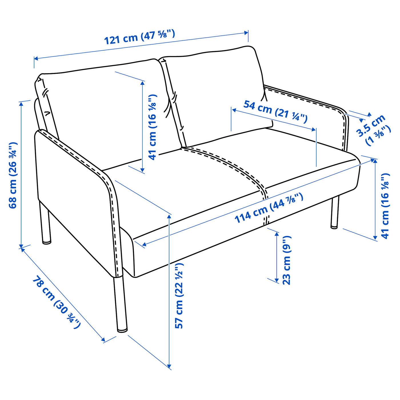 GLOSTAD 2-seat sofa Knisa medium blue - IKEA