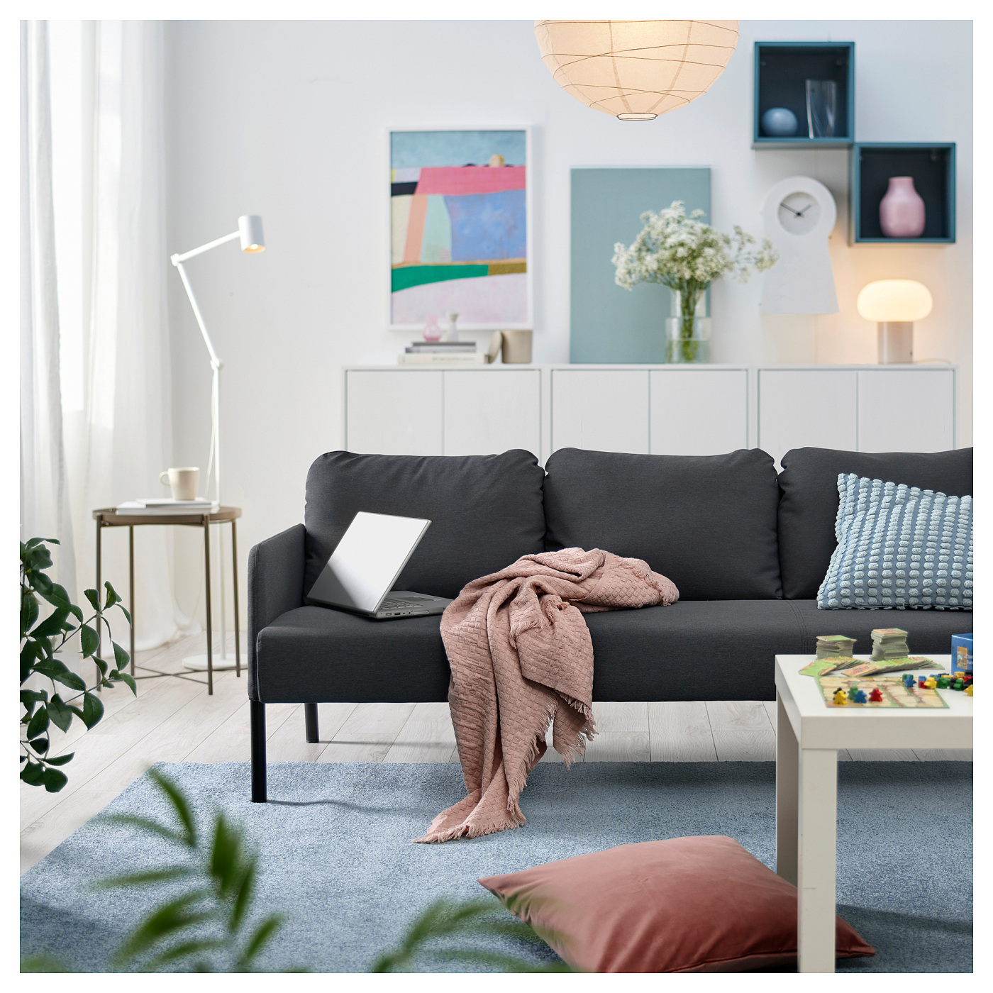 GLOSTAD 3-seat sofa Knisa dark grey - IKEA