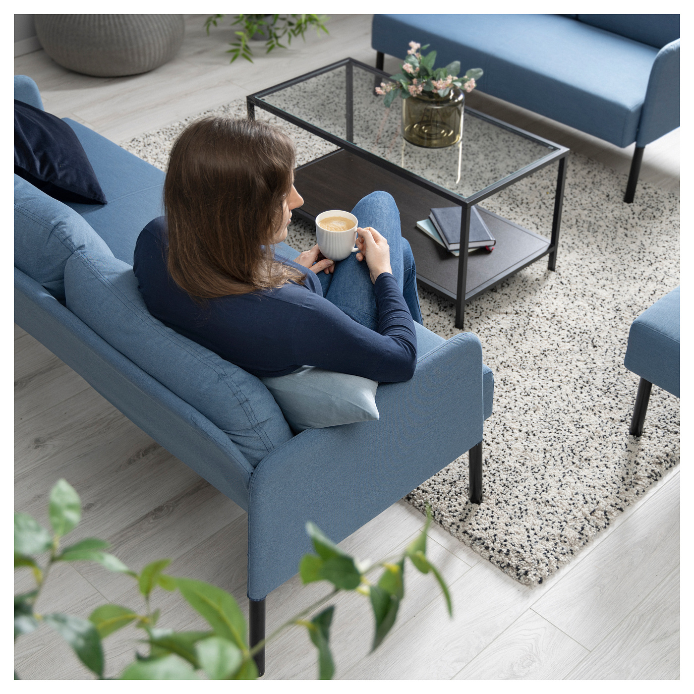 GLOSTAD 3-seat sofa Knisa medium blue - IKEA