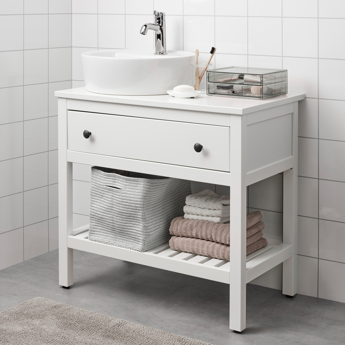GODMORGON mini chest with 2 drawers smoked - IKEA