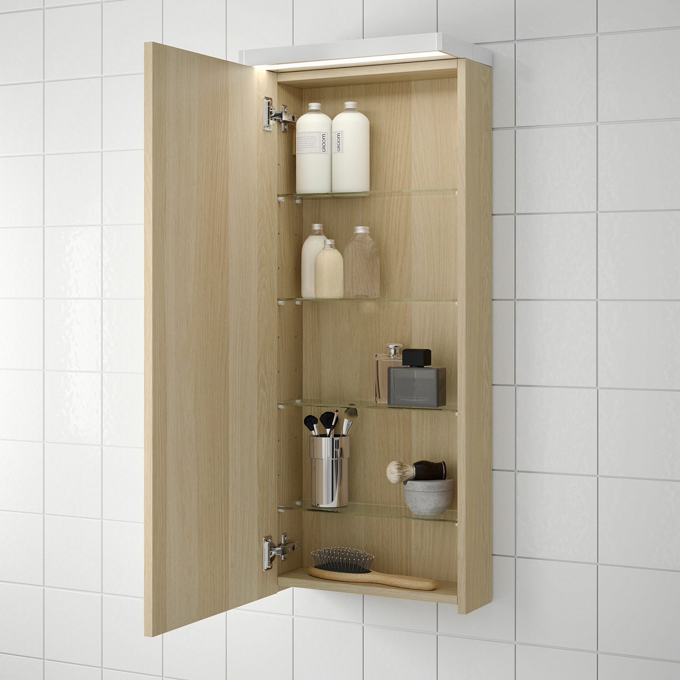 GODMORGON wall cabinet with 1 door white stained oak effect - IKEA