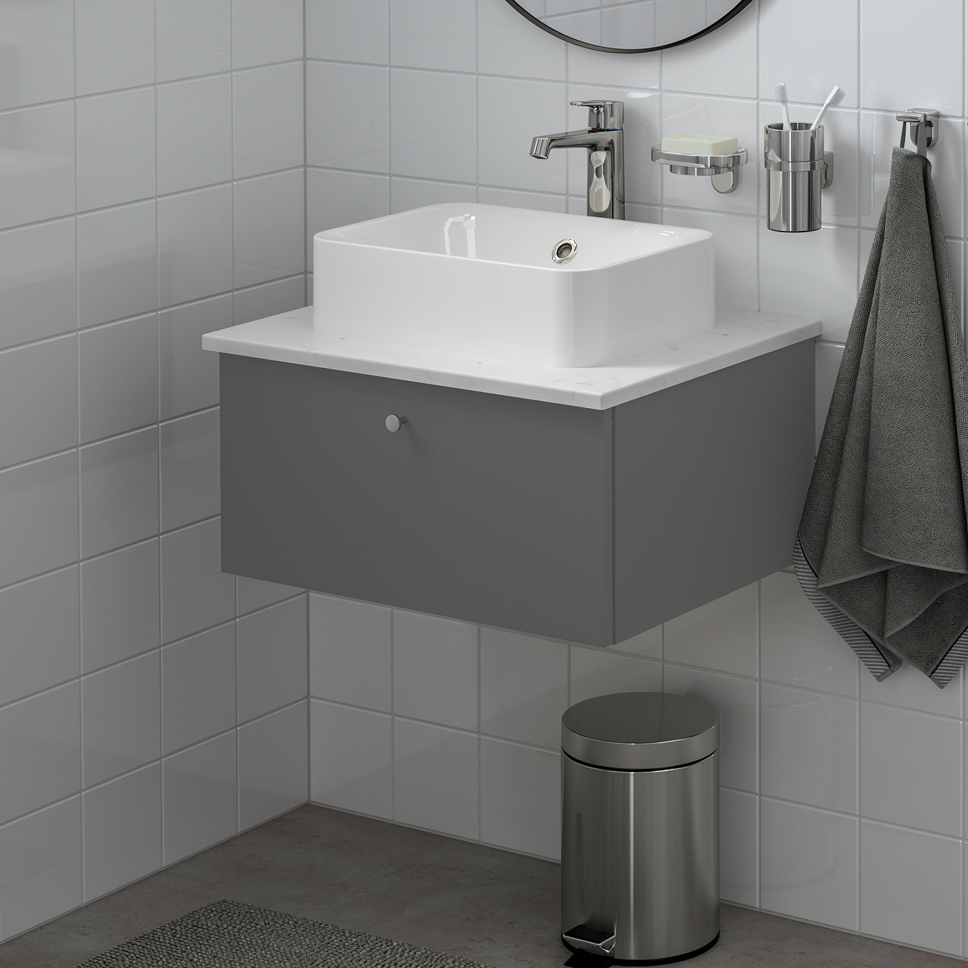 GODMORGON wash-stand with 1 drawer Gillburen dark grey - IKEA