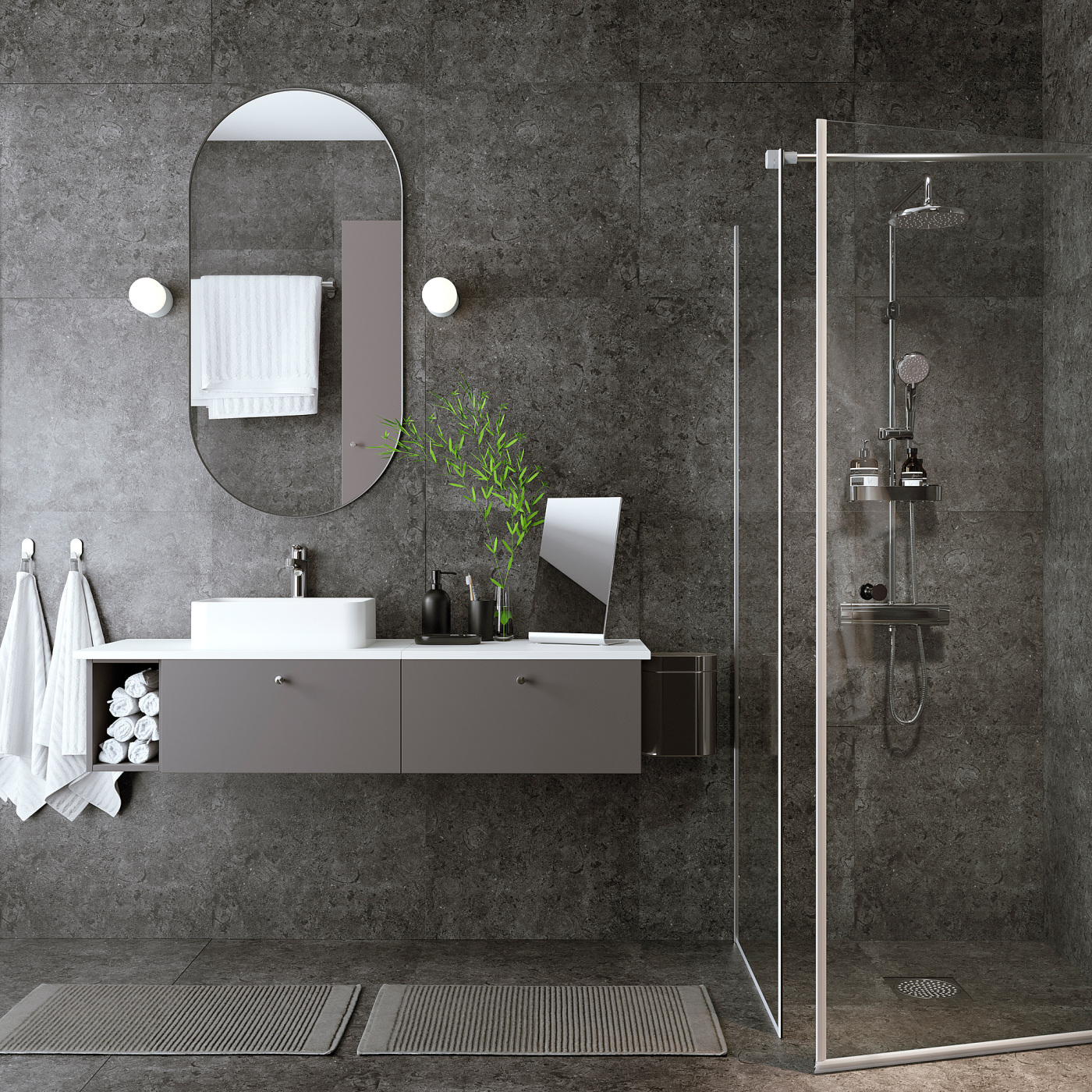 GODMORGON wash-stand with 1 drawer Gillburen dark grey - IKEA