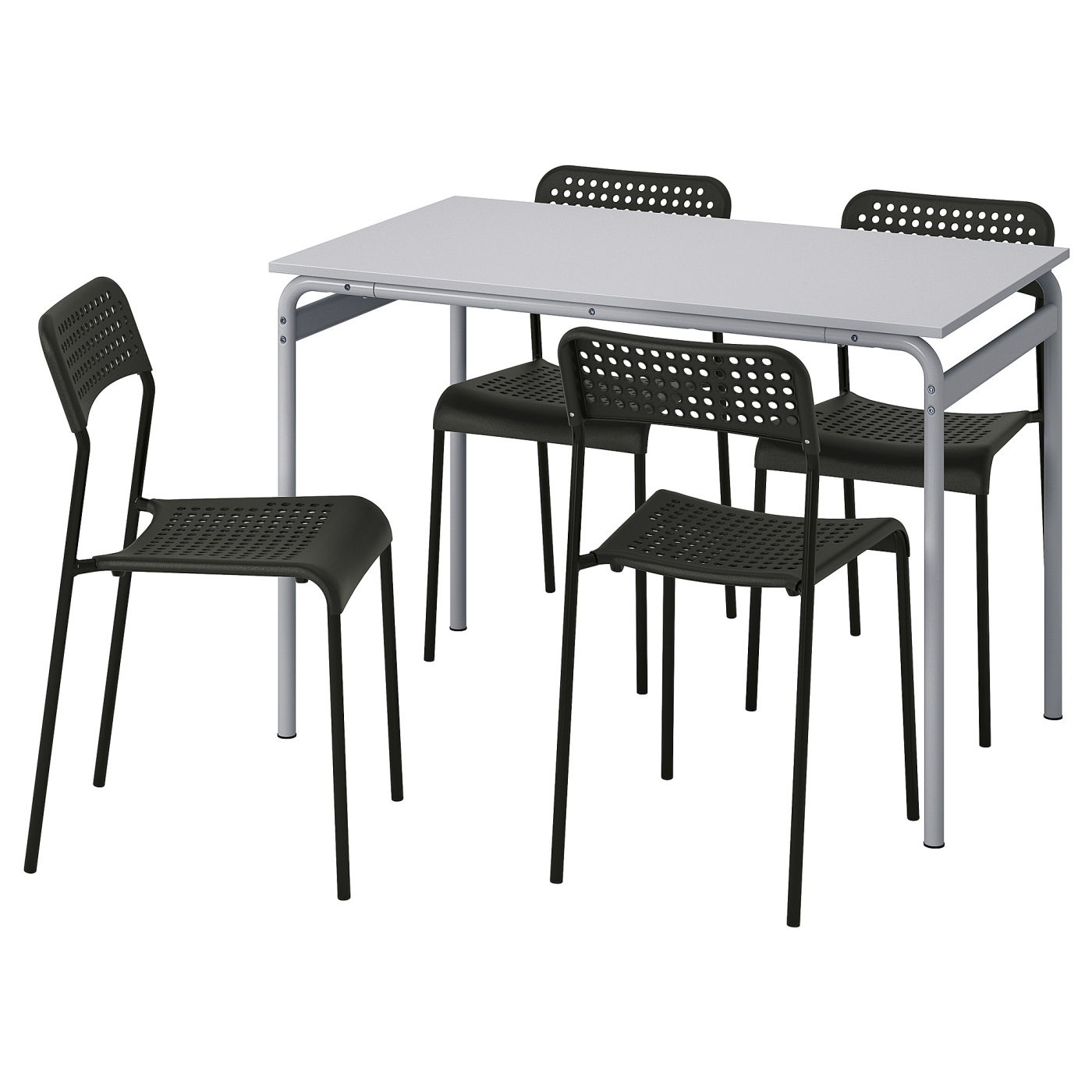 GRÅSALA / ADDE table and 4 chairs grey grey/black - IKEA