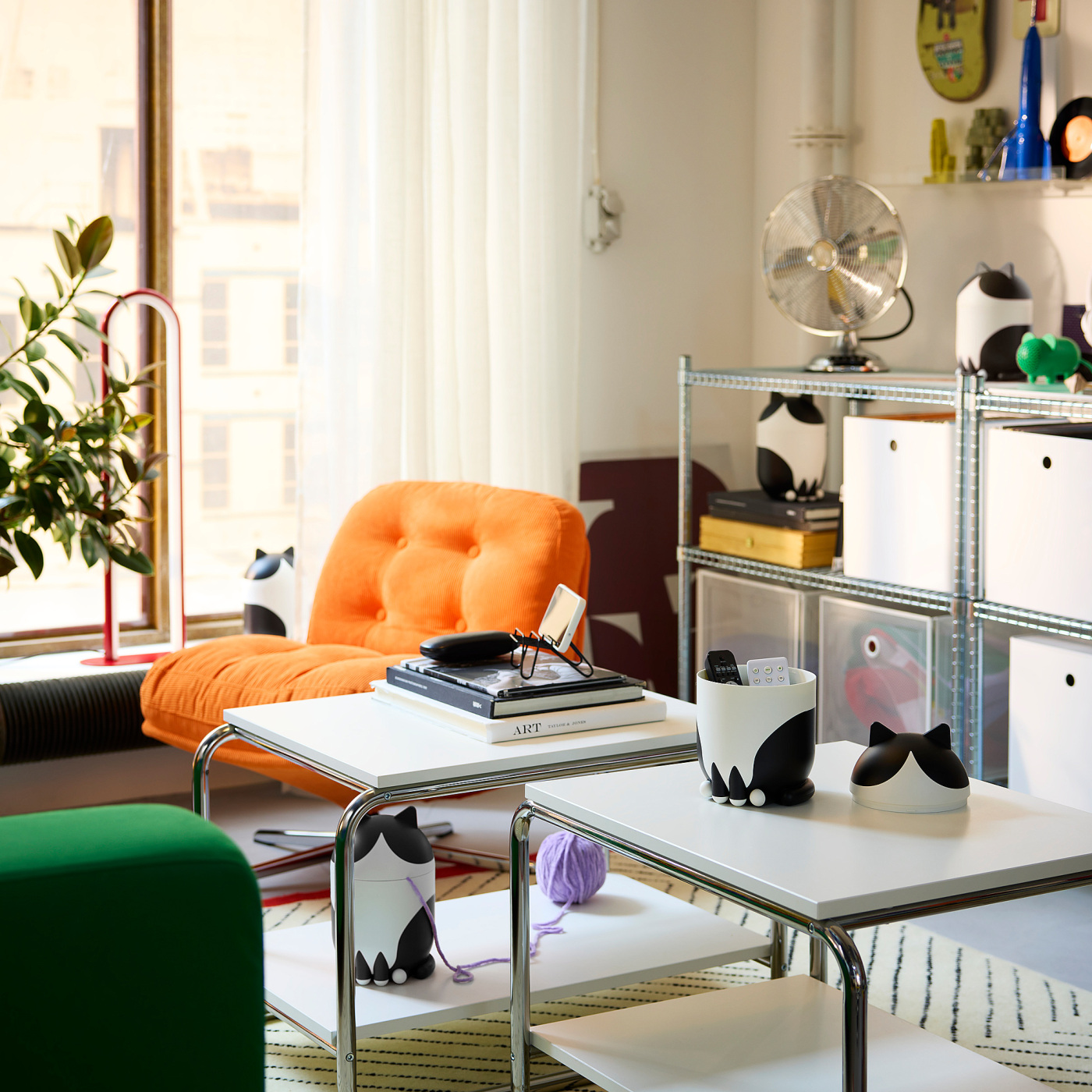 GREJSIMOJS storage with lid cat-shaped black/white - IKEA