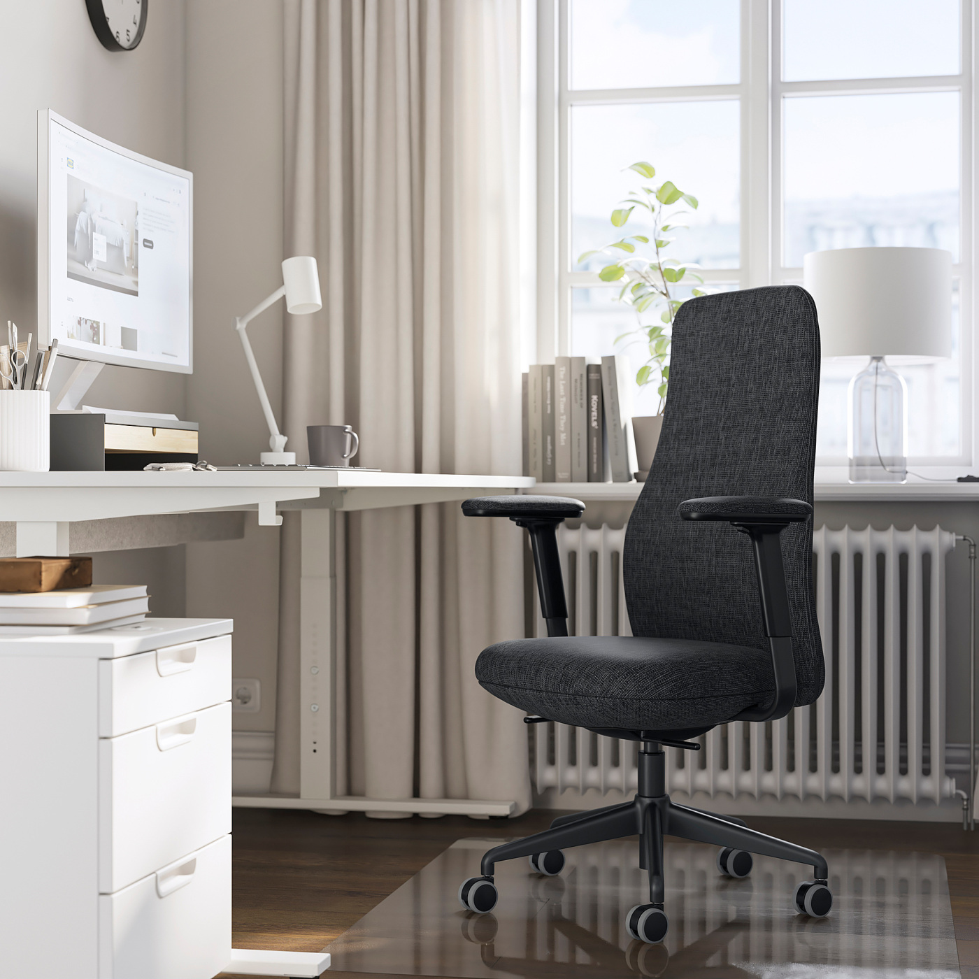 GRÖNFJÄLL office chair with armrests Letafors grey/black - IKEA