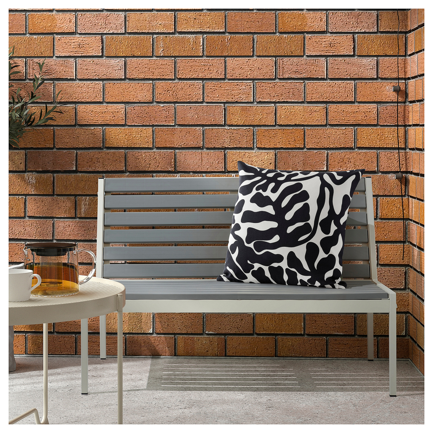 GRÖNKNAVEL cushion cover black white/outdoor indoor - IKEA