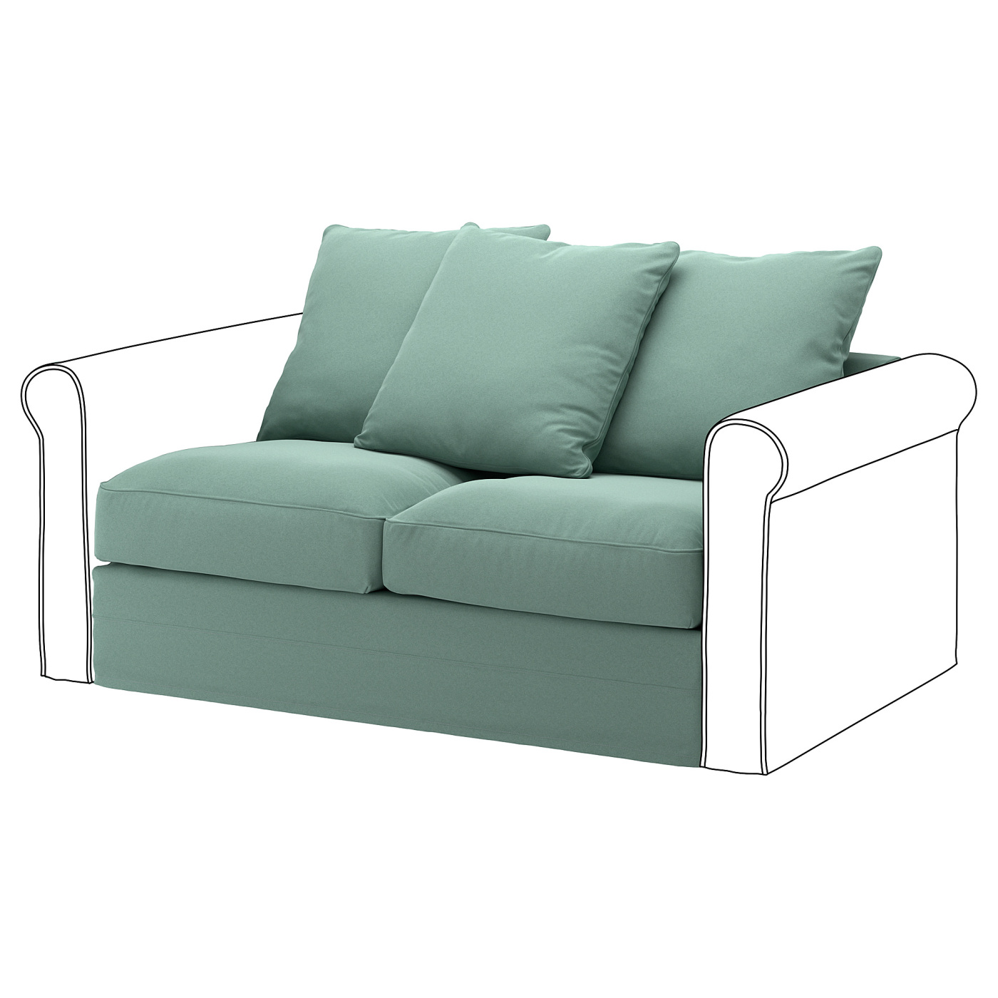 GRÖNLID 2-seat section Ljungen light green - IKEA