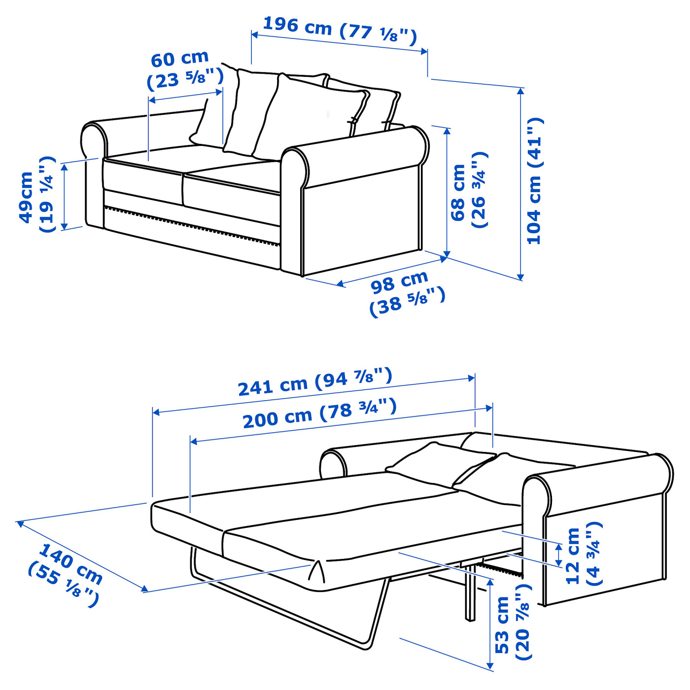 GRÖNLID 2-seat sofa-bed Hillared anthracite - IKEA
