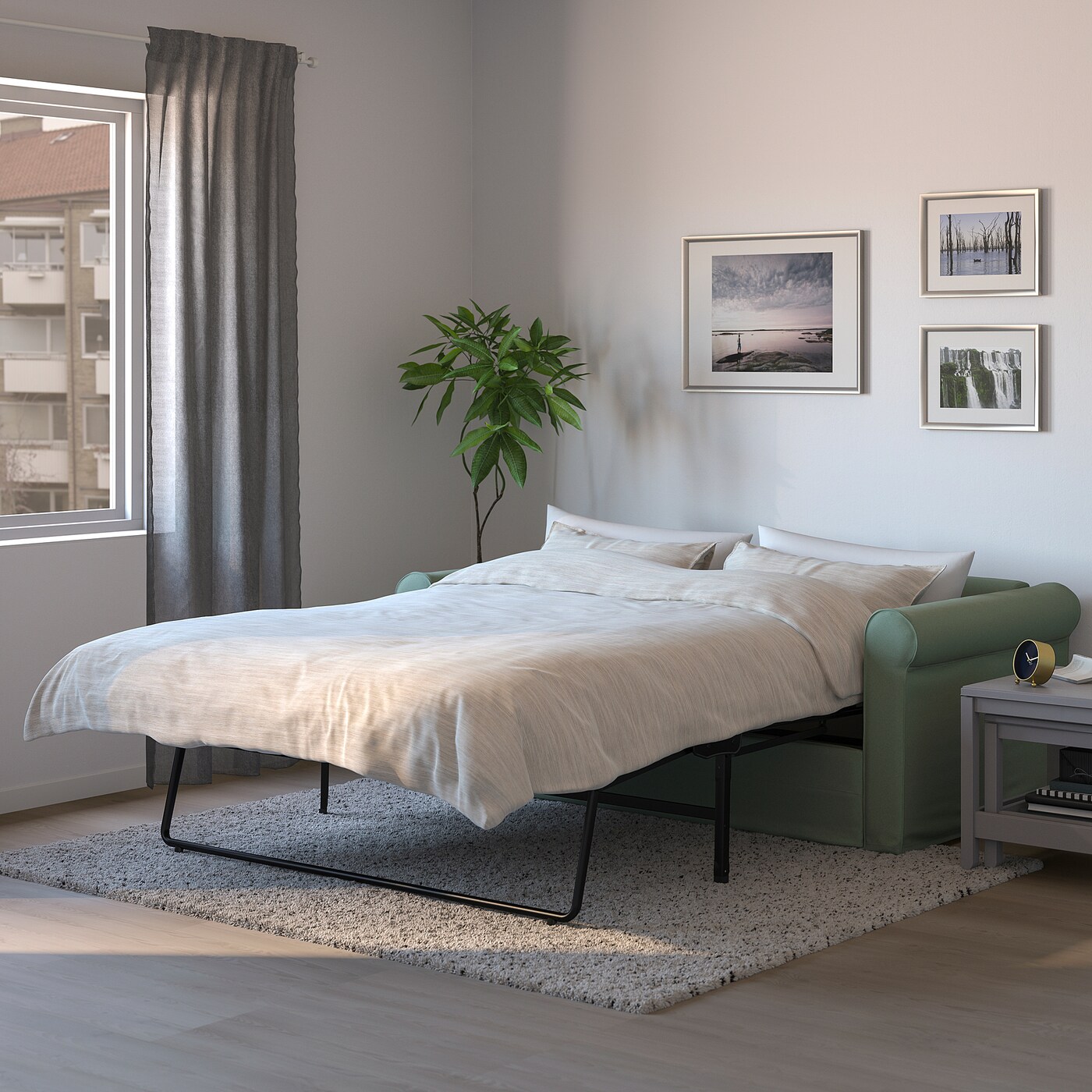 IKEA GRÖNLID ソファ GRÖNLID 2-seat sofa-bed Ljungen light green - IKEA