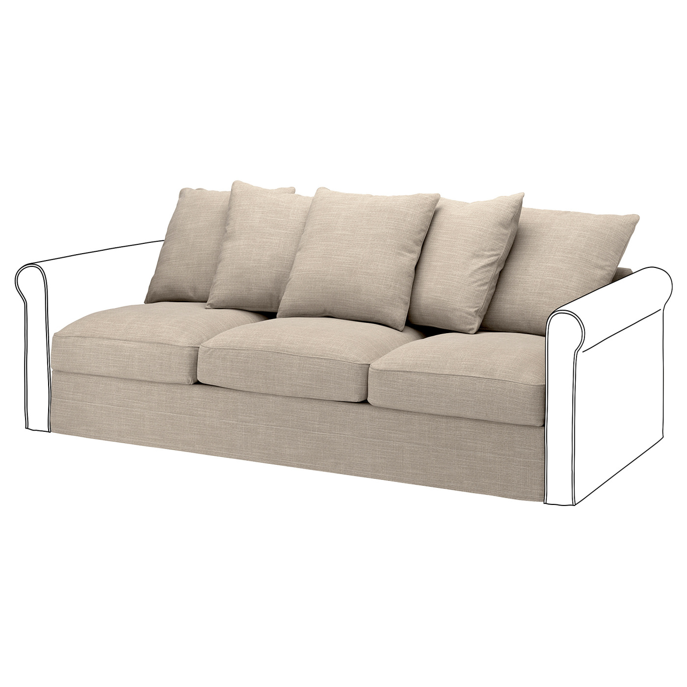 GRÖNLID 3-seat section Hillared beige - IKEA