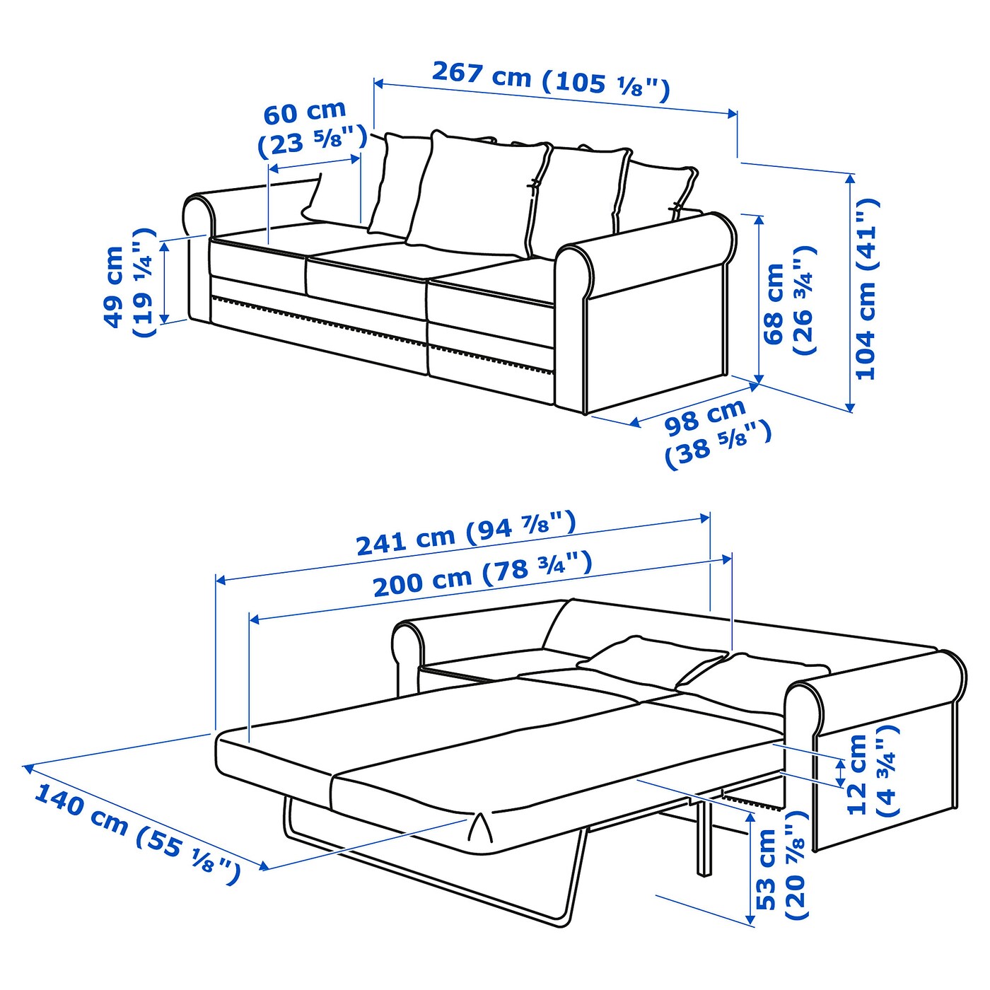 GRÖNLID 3-seat sofa-bed Ljungen light red - IKEA