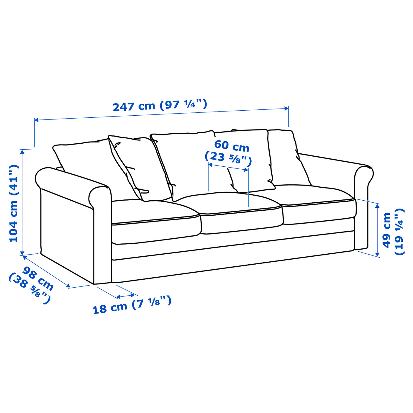 GRÖNLID 3-seat sofa Ljungen medium grey - IKEA
