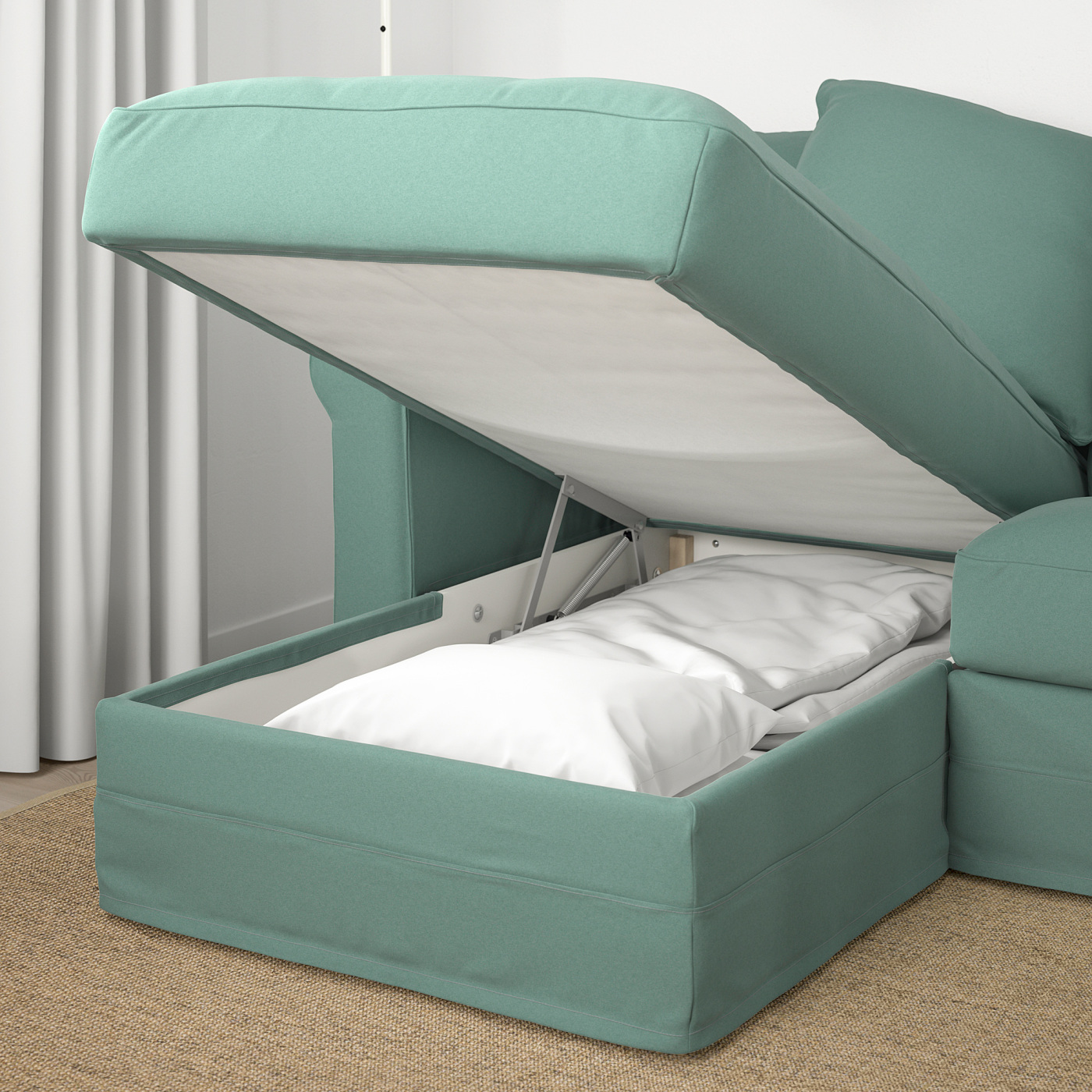 GRÖNLID 3-seat sofa with chaise longue Ljungen light green - IKEA