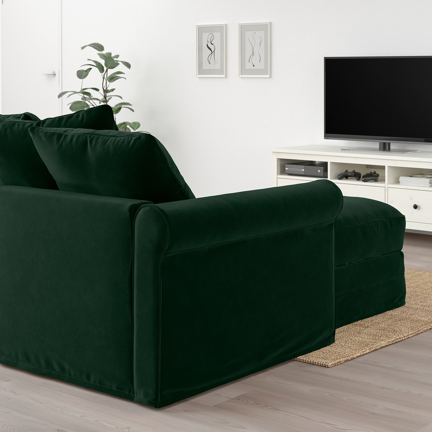 GRÖNLID 4-seat sofa with chaise longue/Djuparp dark green - IKEA