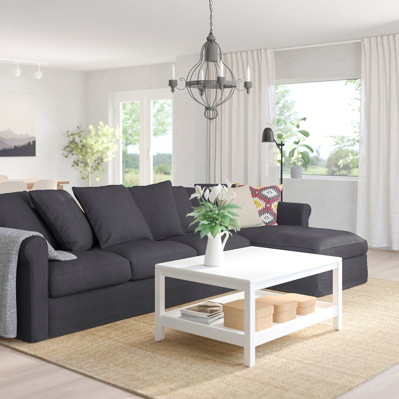 GRÖNLID 4-seat sofa with chaise longue Sporda dark grey - IKEA