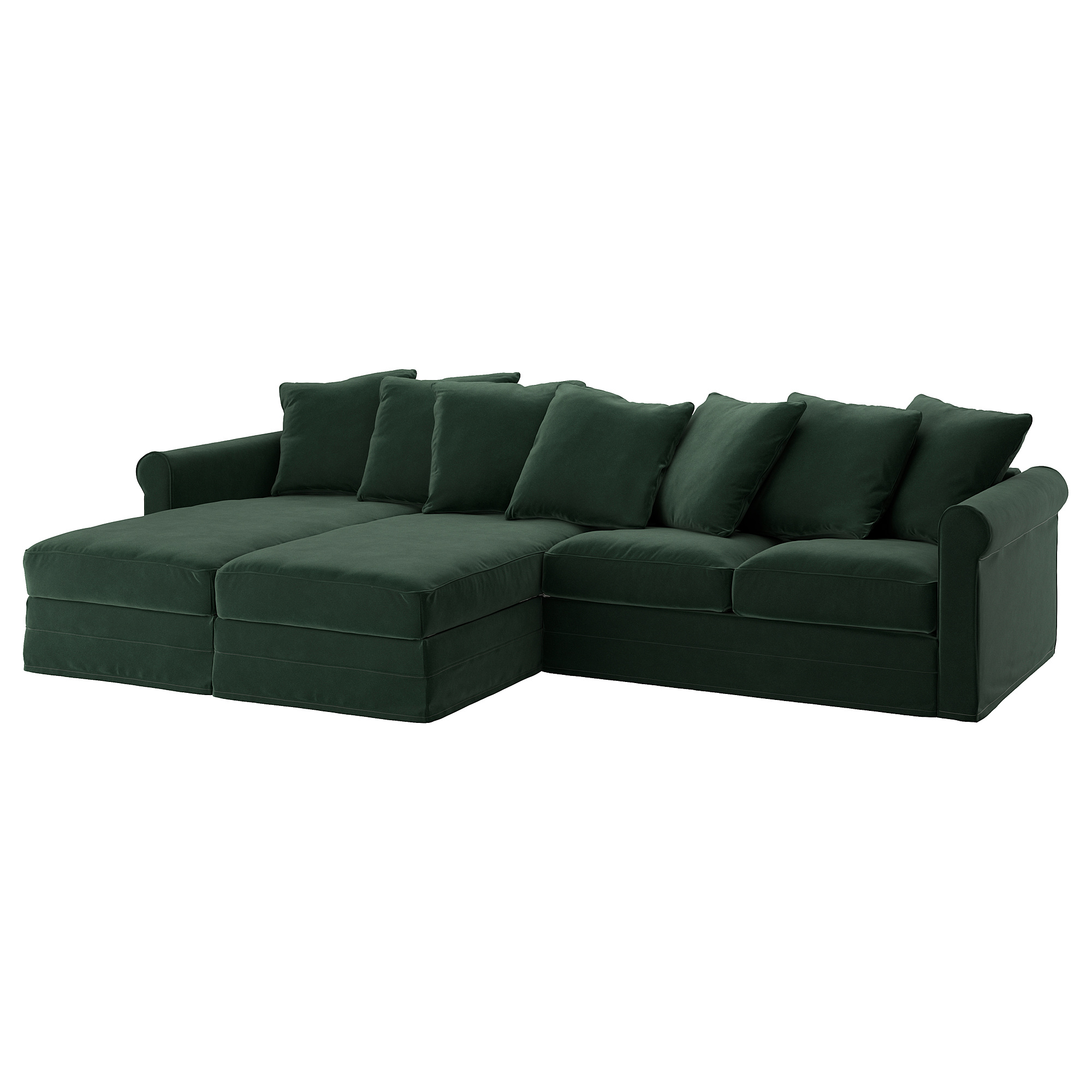 IKEA GRÖNLID ソファ GRÖNLID 4-seat sofa with chaise longues/Djuparp dark green - IKEA
