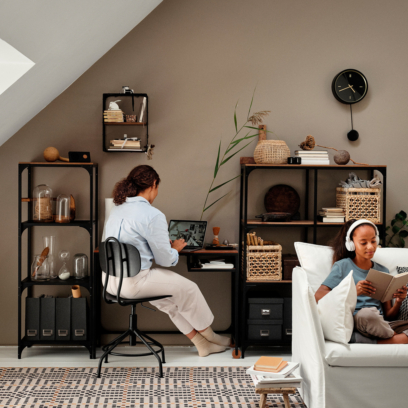 GULLHULT wall shelf black/pine antique effect - IKEA