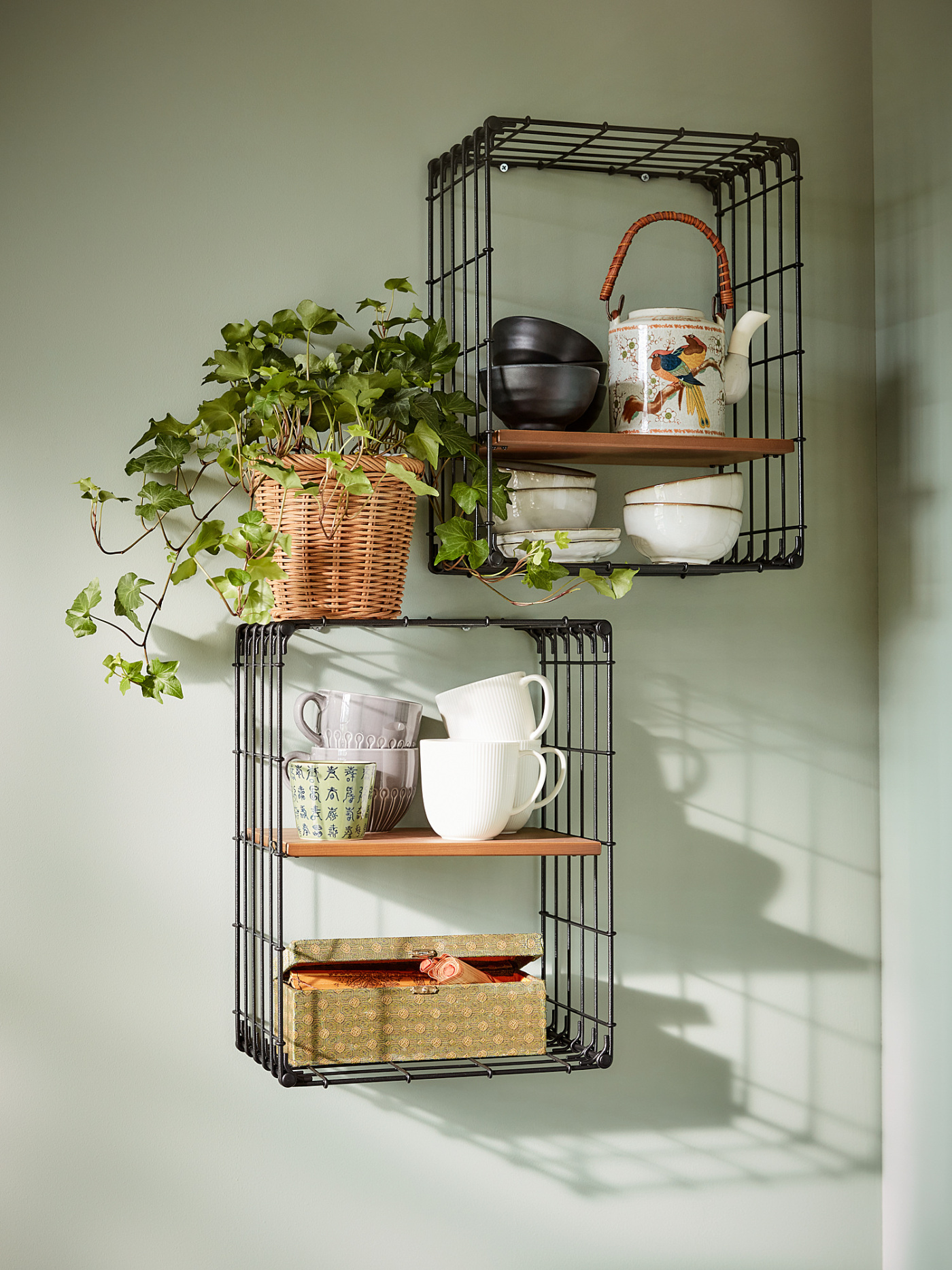 GULLHULT wall shelf black/pine antique effect - IKEA