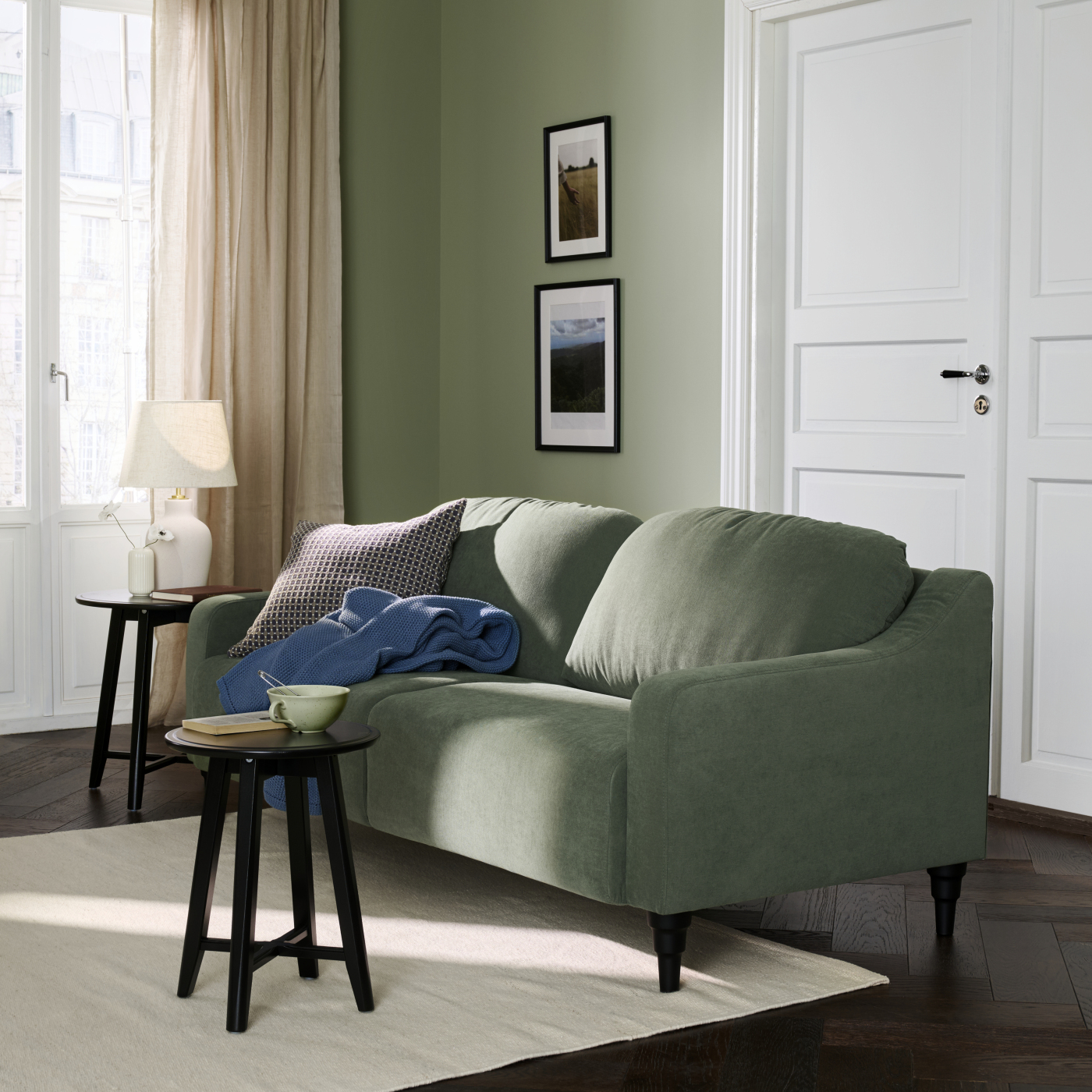 GULLVALLA 3-seat sofa Silkeryd dark grey-beige - IKEA