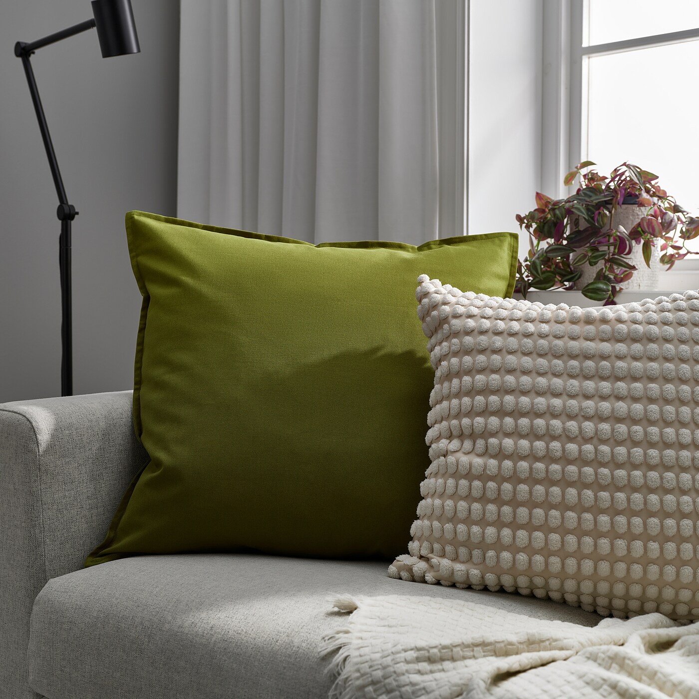 GURLI cushion cover dark yellow-green - IKEA