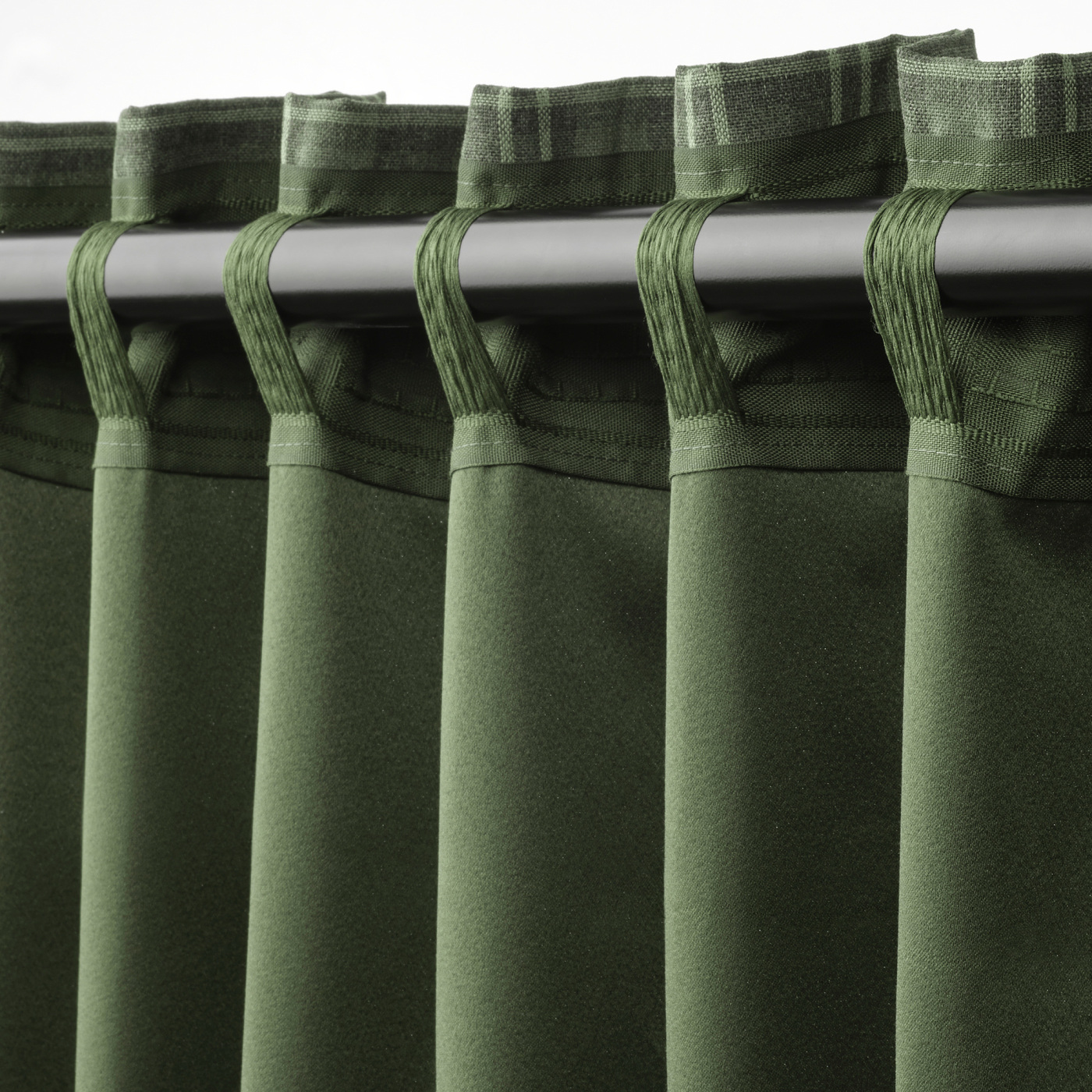 HÄGGVECKMAL room darkening curtains, 1 pair dark green/with