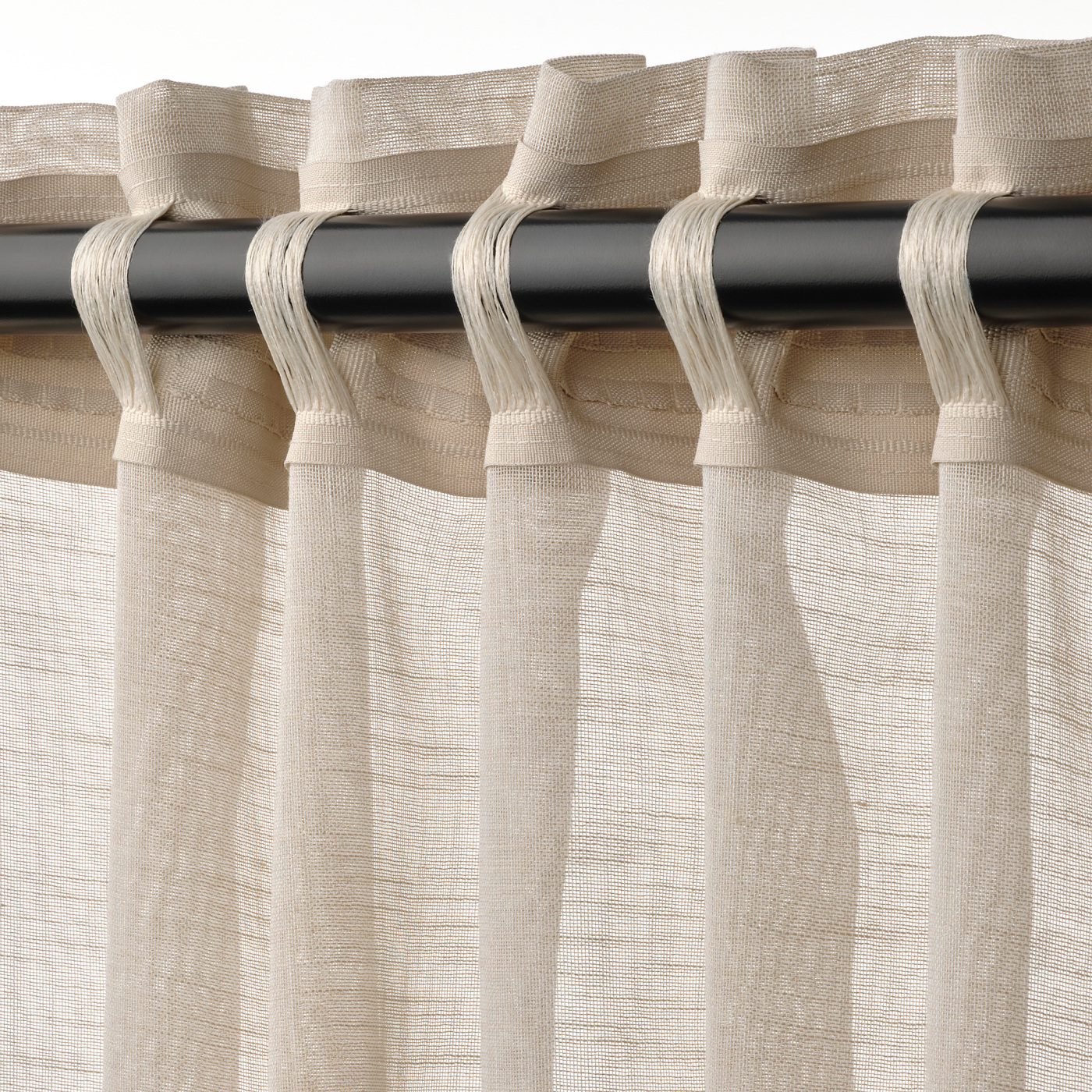 HÄLLEBRÄCKA sheer curtains, 1 pair light beige/with heading tape