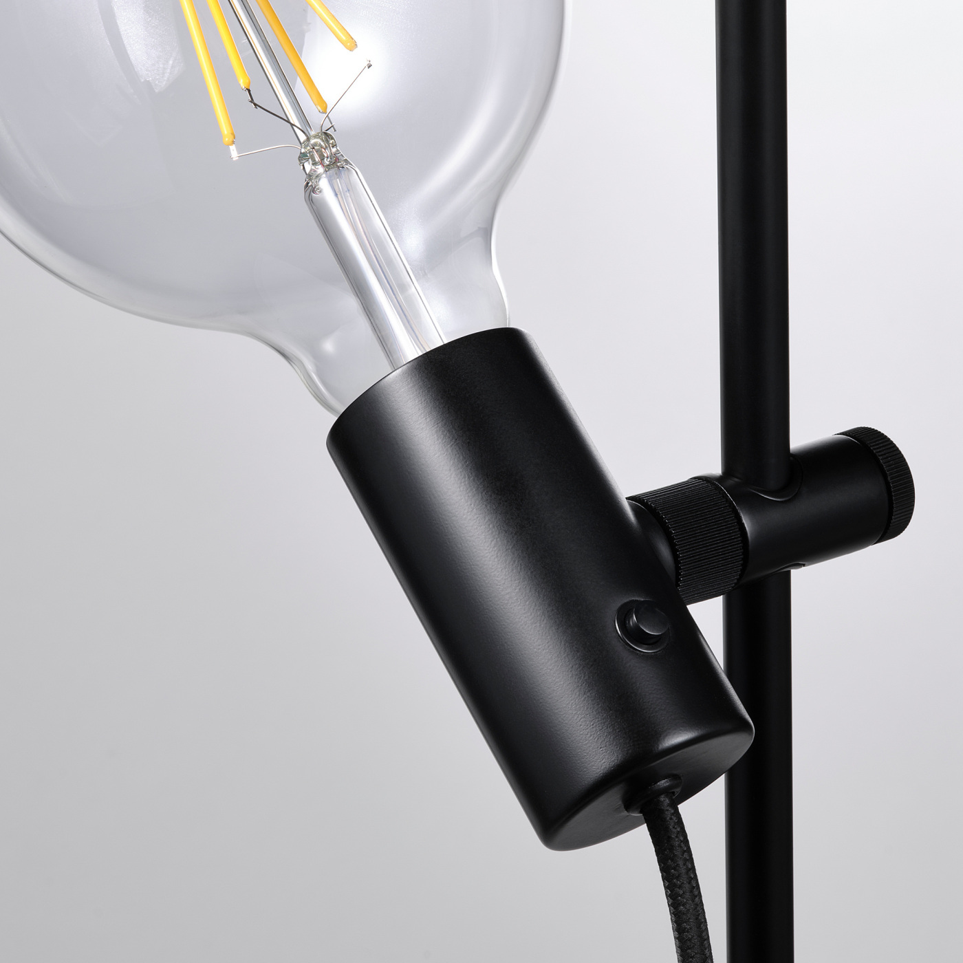 HÅRSLINGA / LUNNOM floor lamp with light bulb black/clear glass - IKEA