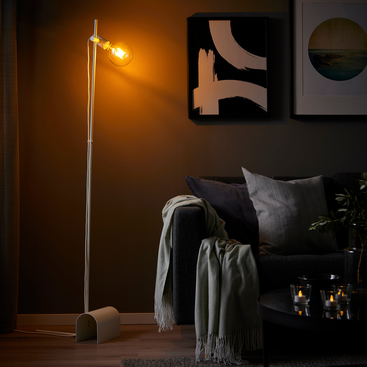 美品 IKEA フロアランプ 3点セット HARSLINGA LUNNOM HÅRSLINGA / LUNNOM floor lamp with light bulb white/clear glass - IKEA