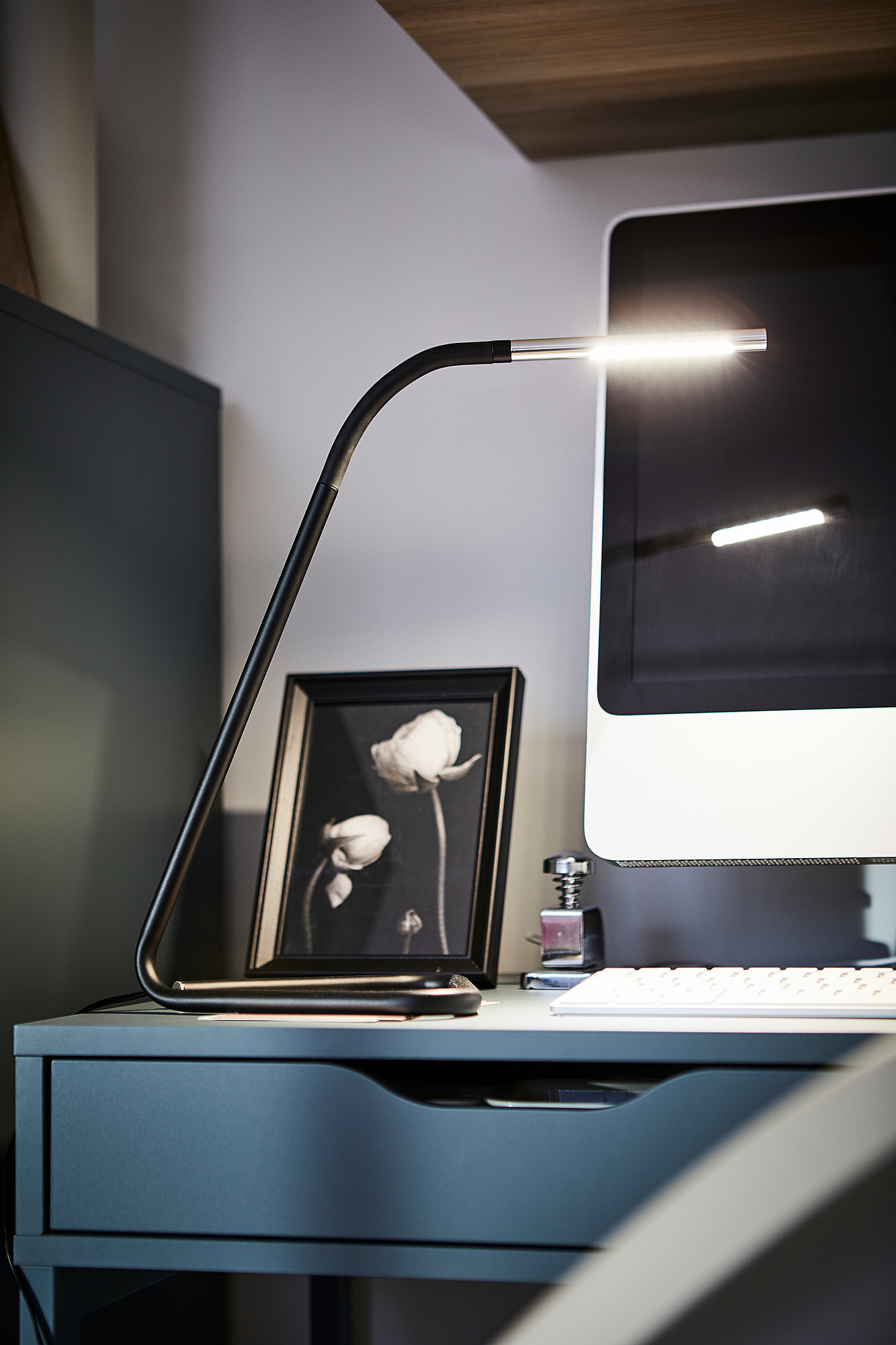 HÅRTE LED work lamp black/silver-colour - IKEA