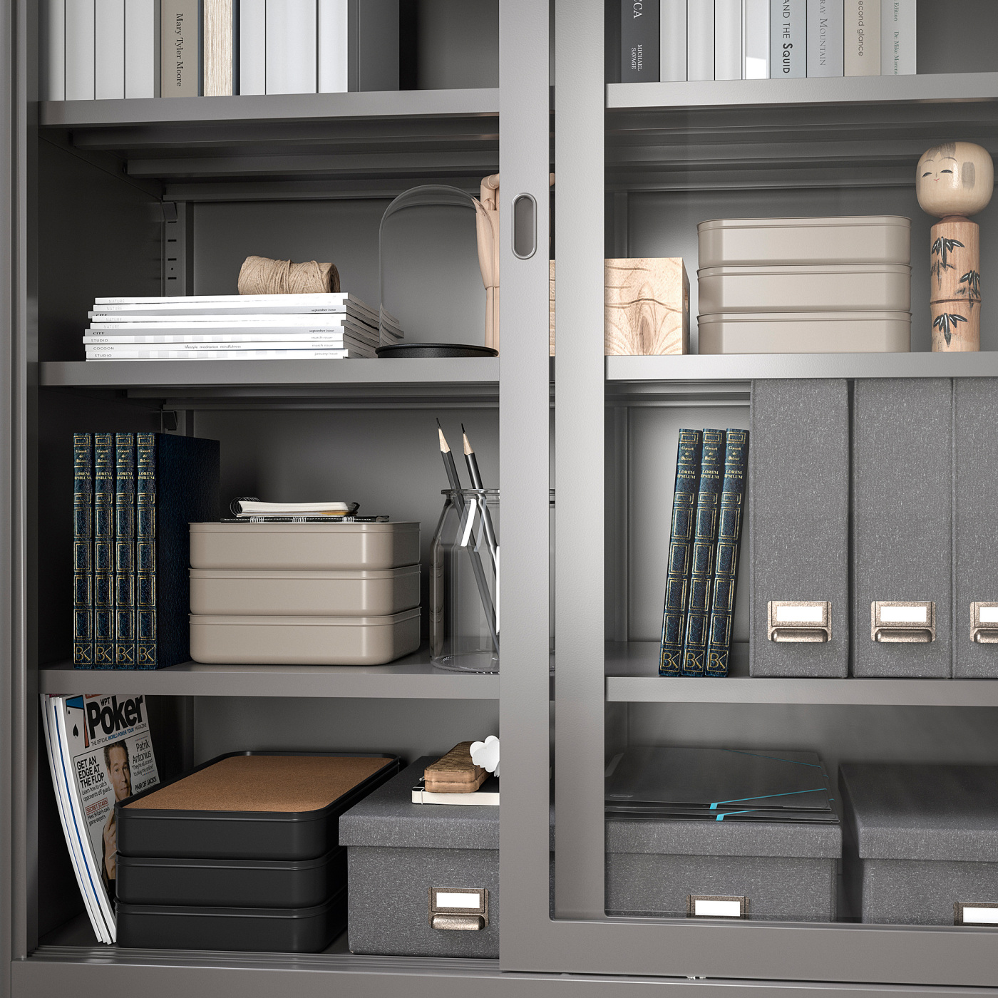 HARVMATTA box with compartments dark grey-beige - IKEA