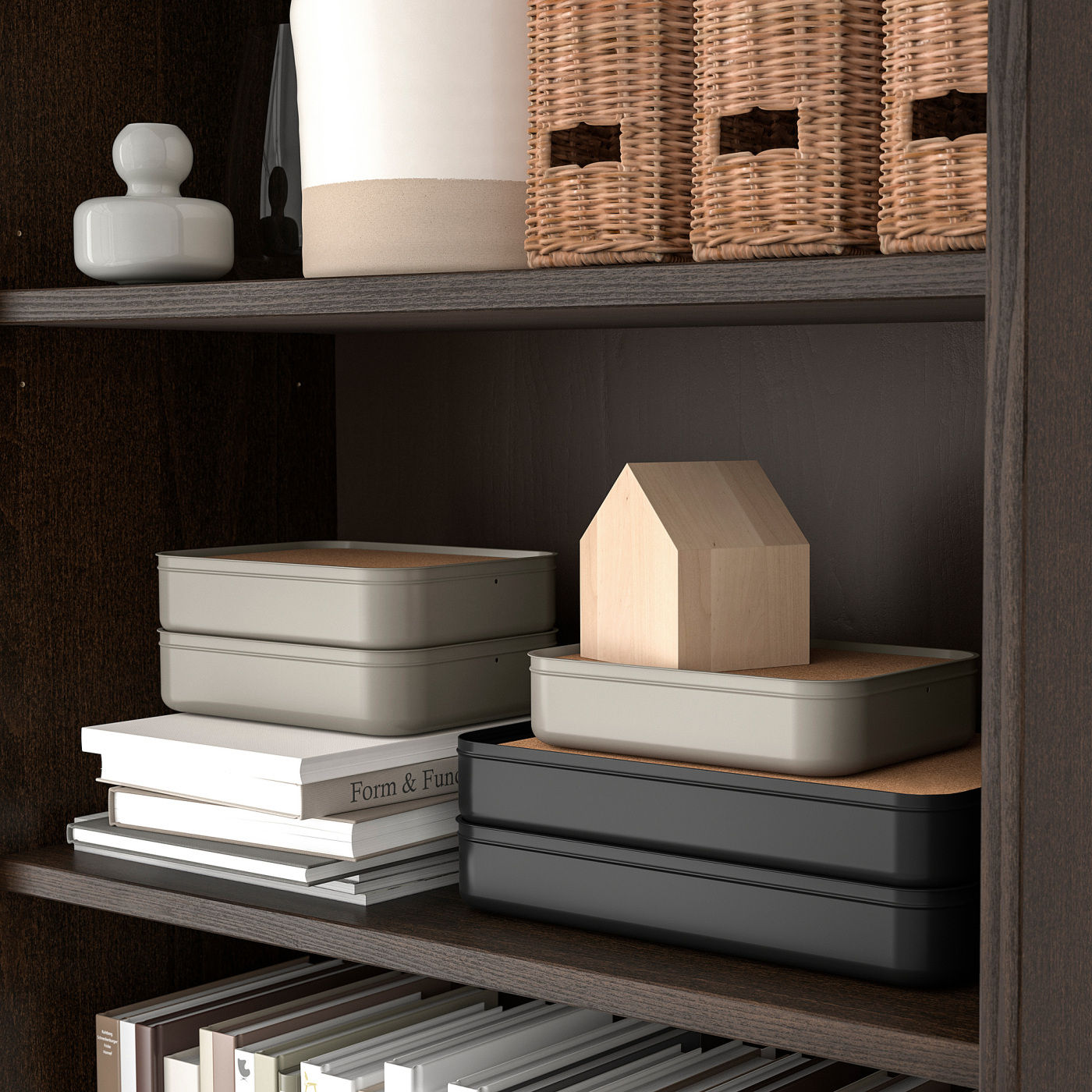 HARVMATTA box with compartments dark grey-beige - IKEA