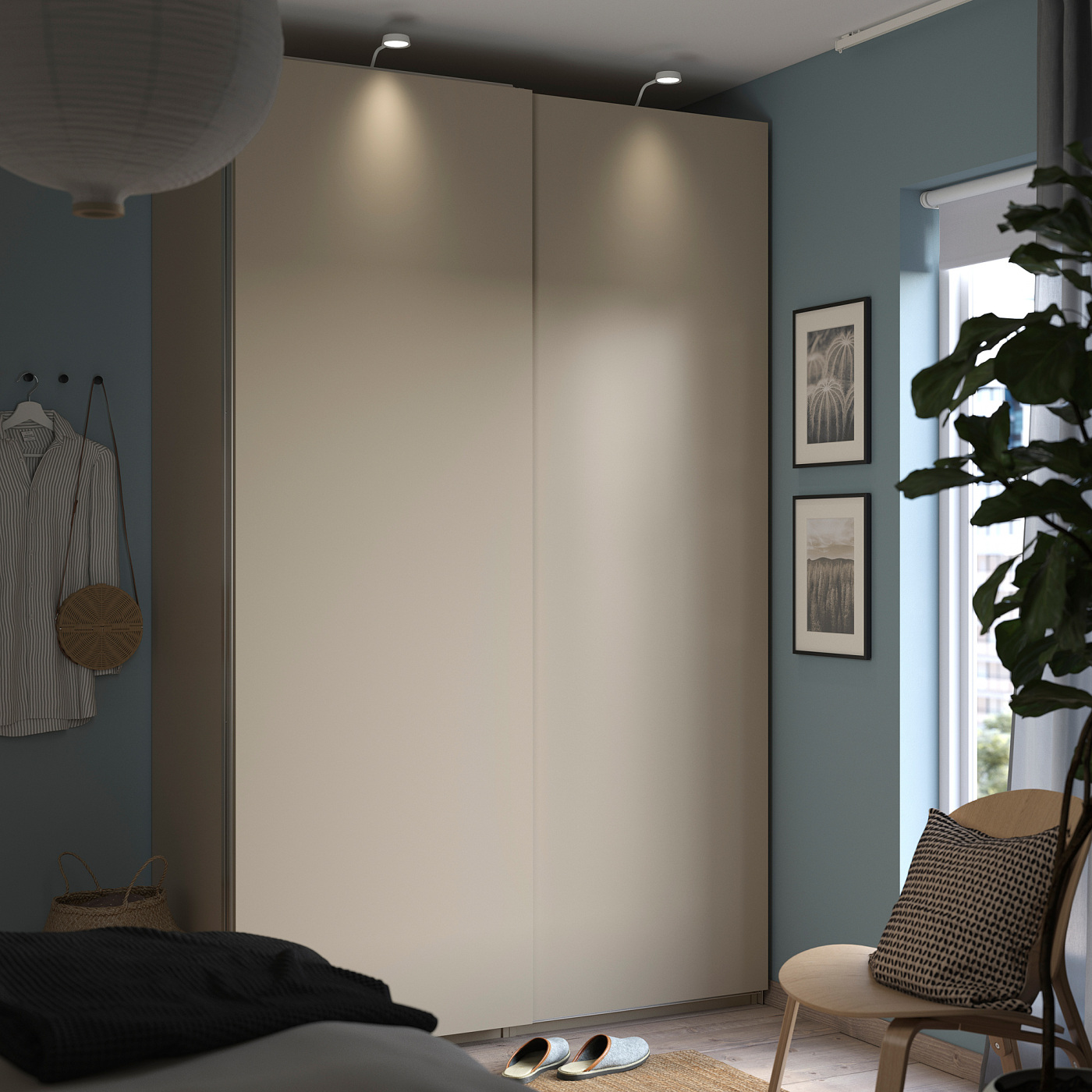 HASVIK pair of sliding doors grey-beige - IKEA