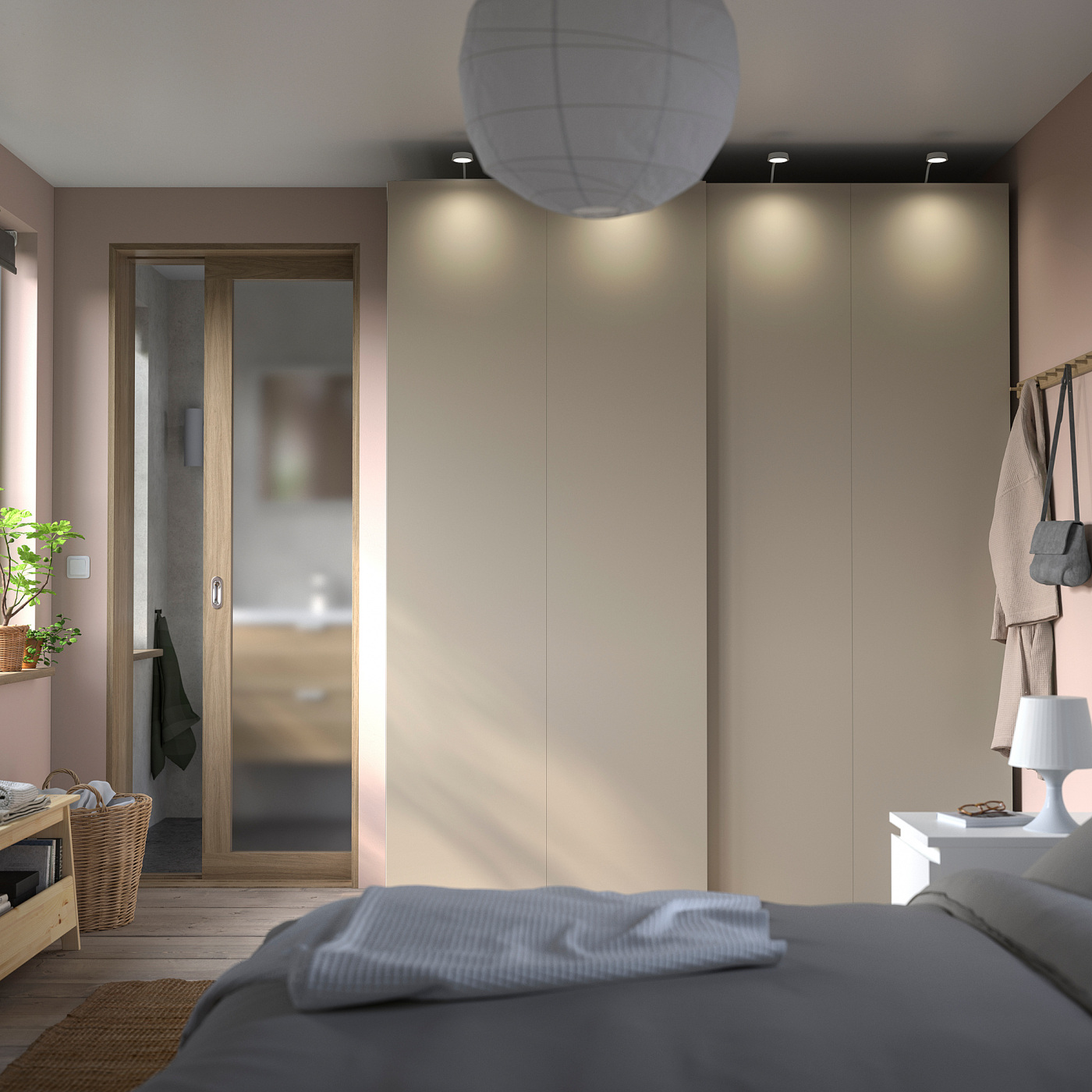 HASVIK pair of sliding doors grey-beige - IKEA