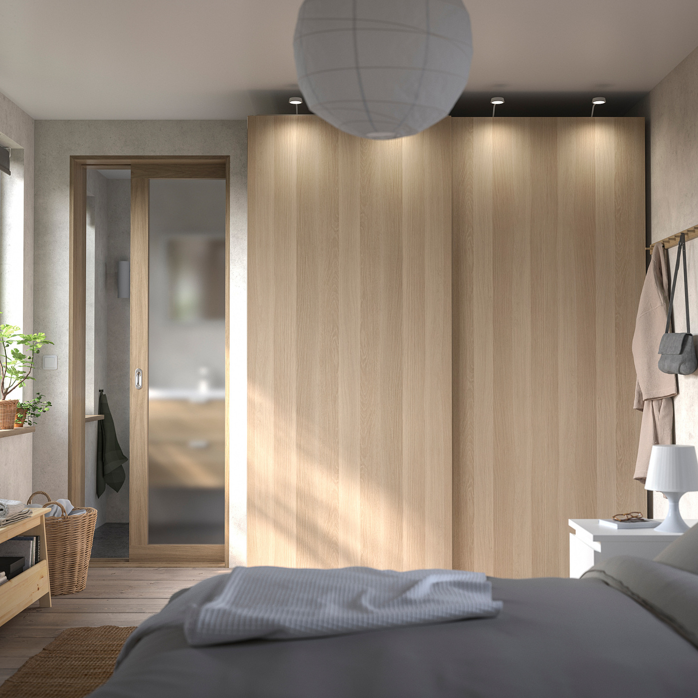 HASVIK pair of sliding doors white stained oak effect - IKEA
