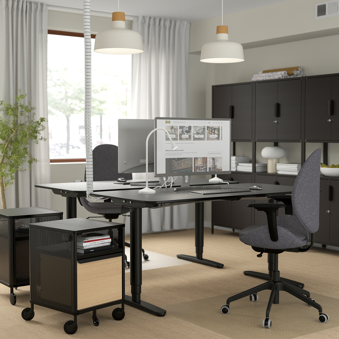 HATTEFJÄLL office chair with armrests Gunnared dark grey/black - IKEA