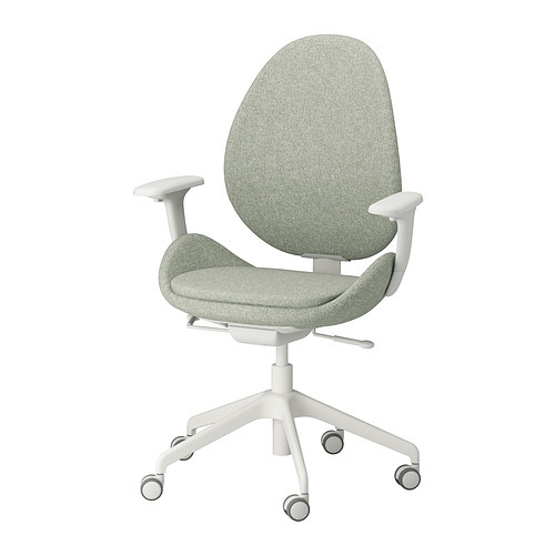 HATTEFJÄLL office chair with armrests Gunnared medium grey/white