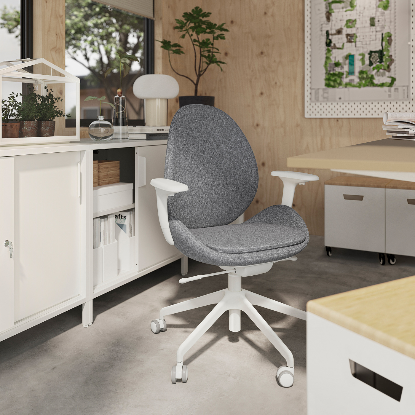 HATTEFJÄLL office chair with armrests Gunnared medium grey - IKEA